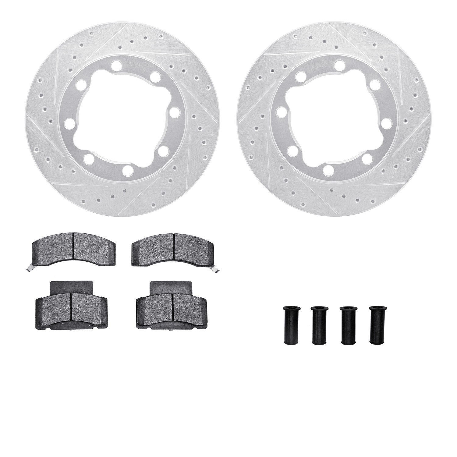 DFC Brake Rotor - Drilled & Slotted - Silver- HD Brake Pad - Hardware