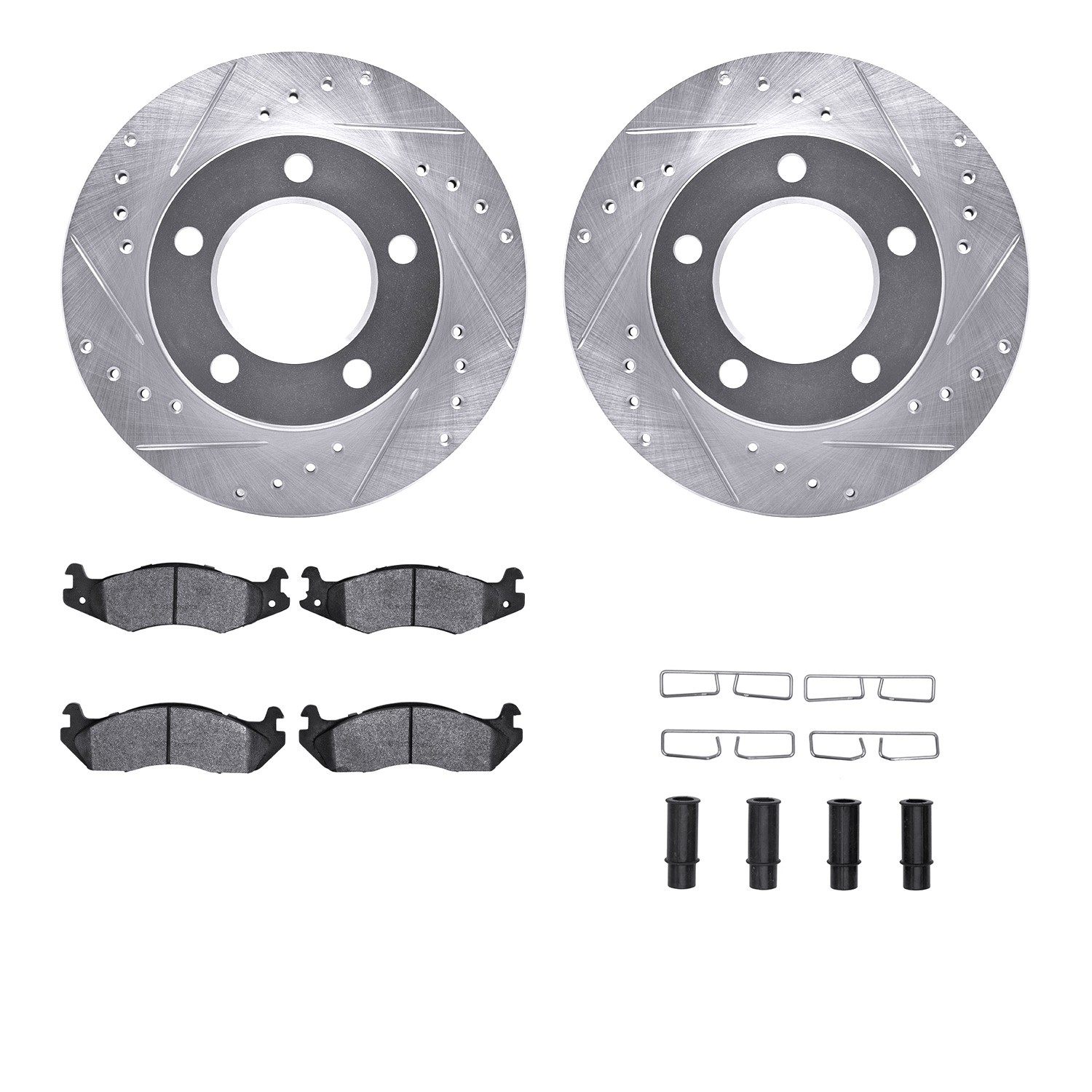 DFC Brake Rotor - Drilled & Slotted - Silver- HD Brake Pad - Hardware