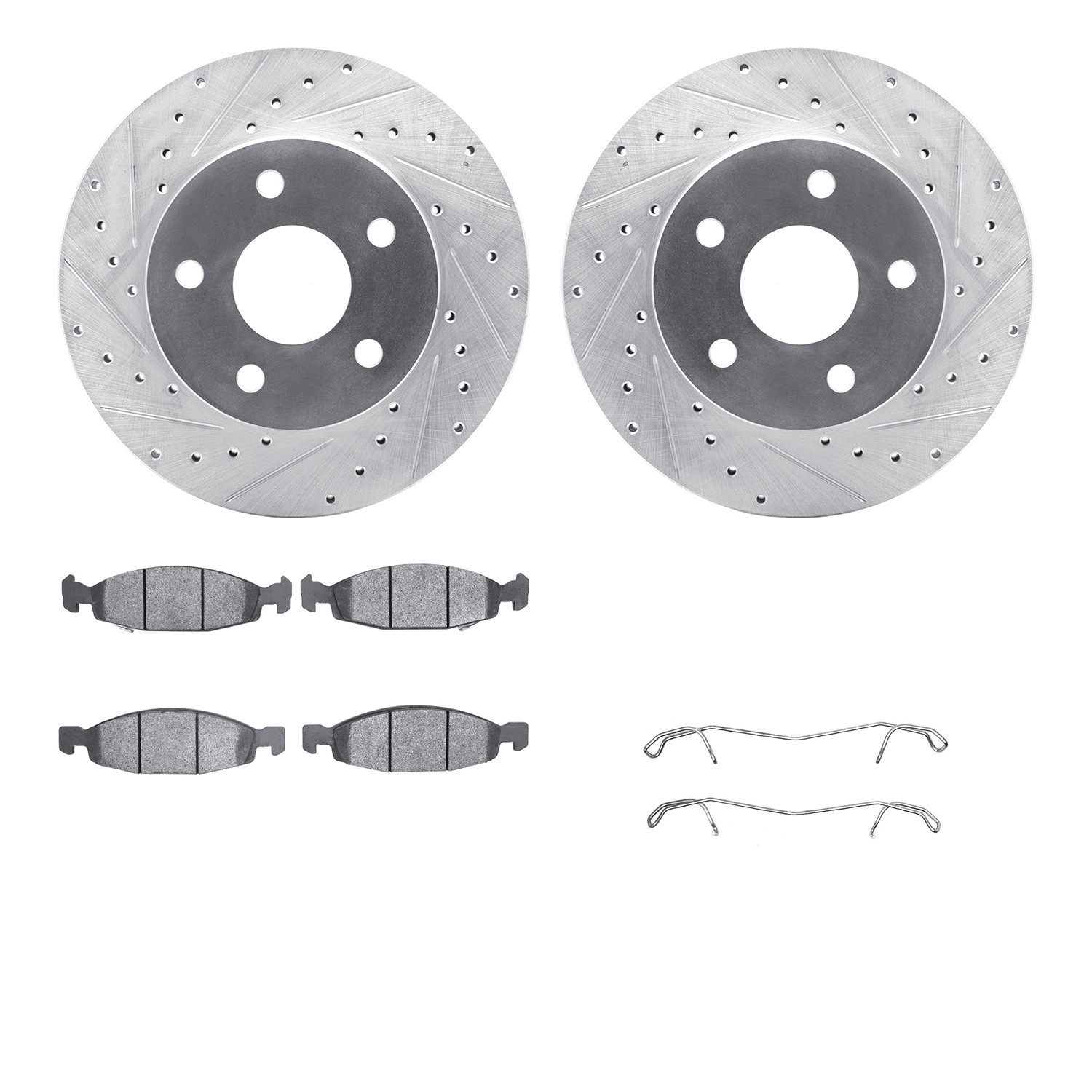 DFC Brake Rotor - Drilled & Slotted - Silver- HD Brake Pad - Hardware
