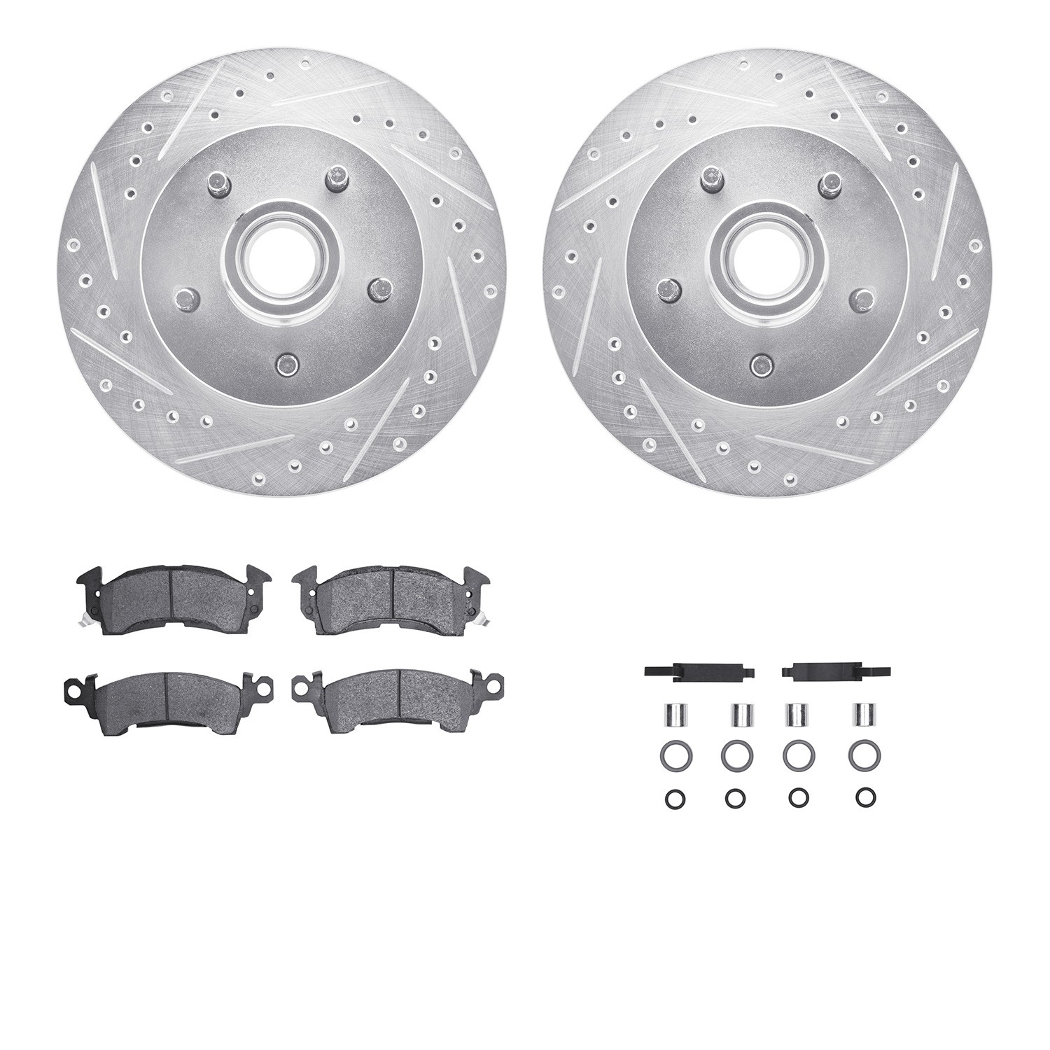 DFC Brake Rotor - Drilled & Slotted - Silver- HD Brake Pad - Hardware