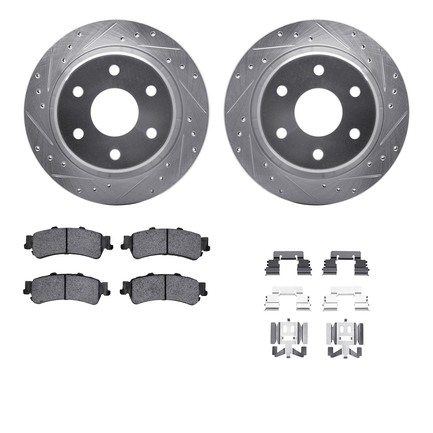 DFC Brake Rotor - Drilled & Slotted - Silver- HD Brake Pad - Hardware