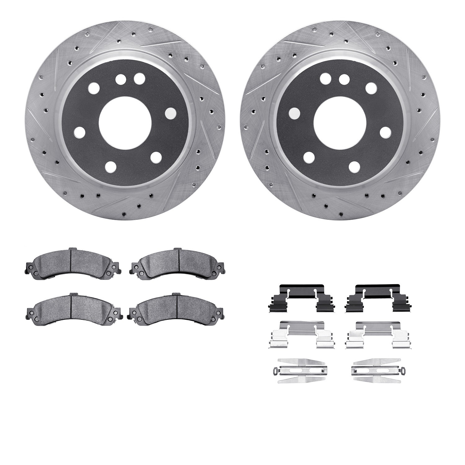 DFC Brake Rotor - Drilled & Slotted - Silver- HD Brake Pad - Hardware