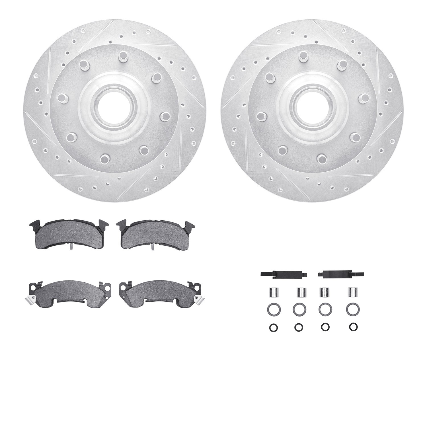 DFC Brake Rotor - Drilled & Slotted - Silver- HD Brake Pad - Hardware