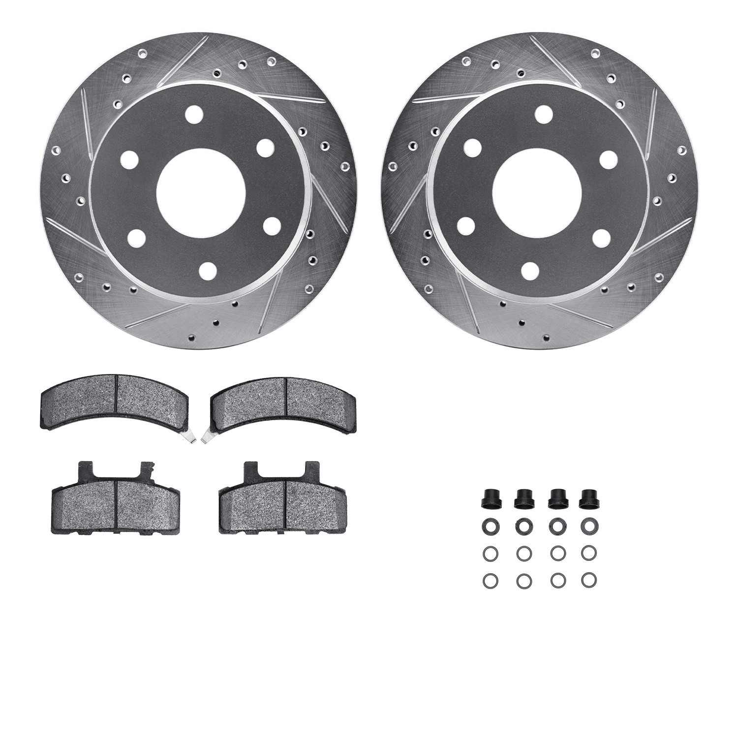 DFC Brake Rotor - Drilled & Slotted - Silver- HD Brake Pad - Hardware