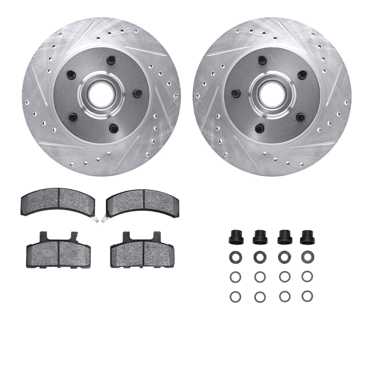 DFC Brake Rotor - Drilled & Slotted - Silver- HD Brake Pad - Hardware