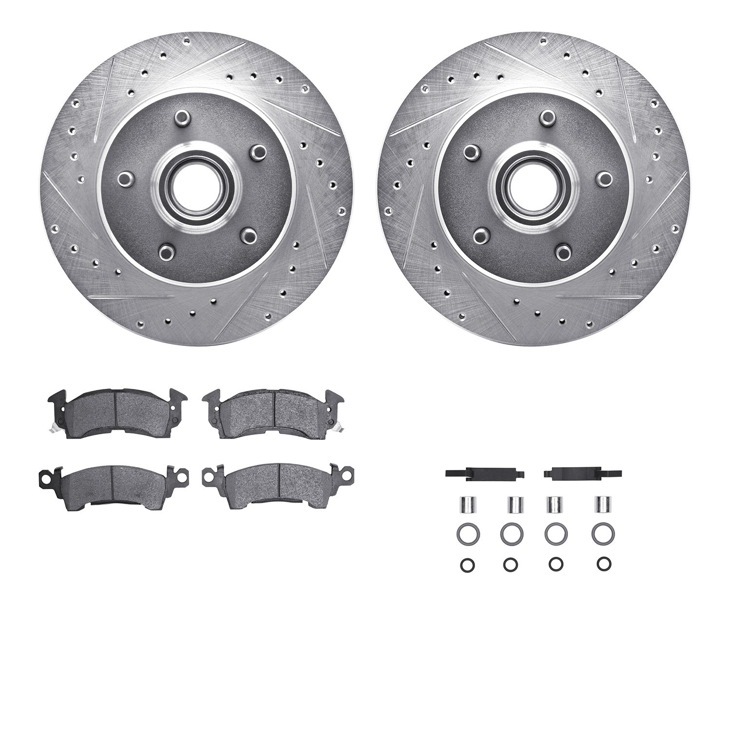 DFC Brake Rotor - Drilled & Slotted - Silver- HD Brake Pad - Hardware