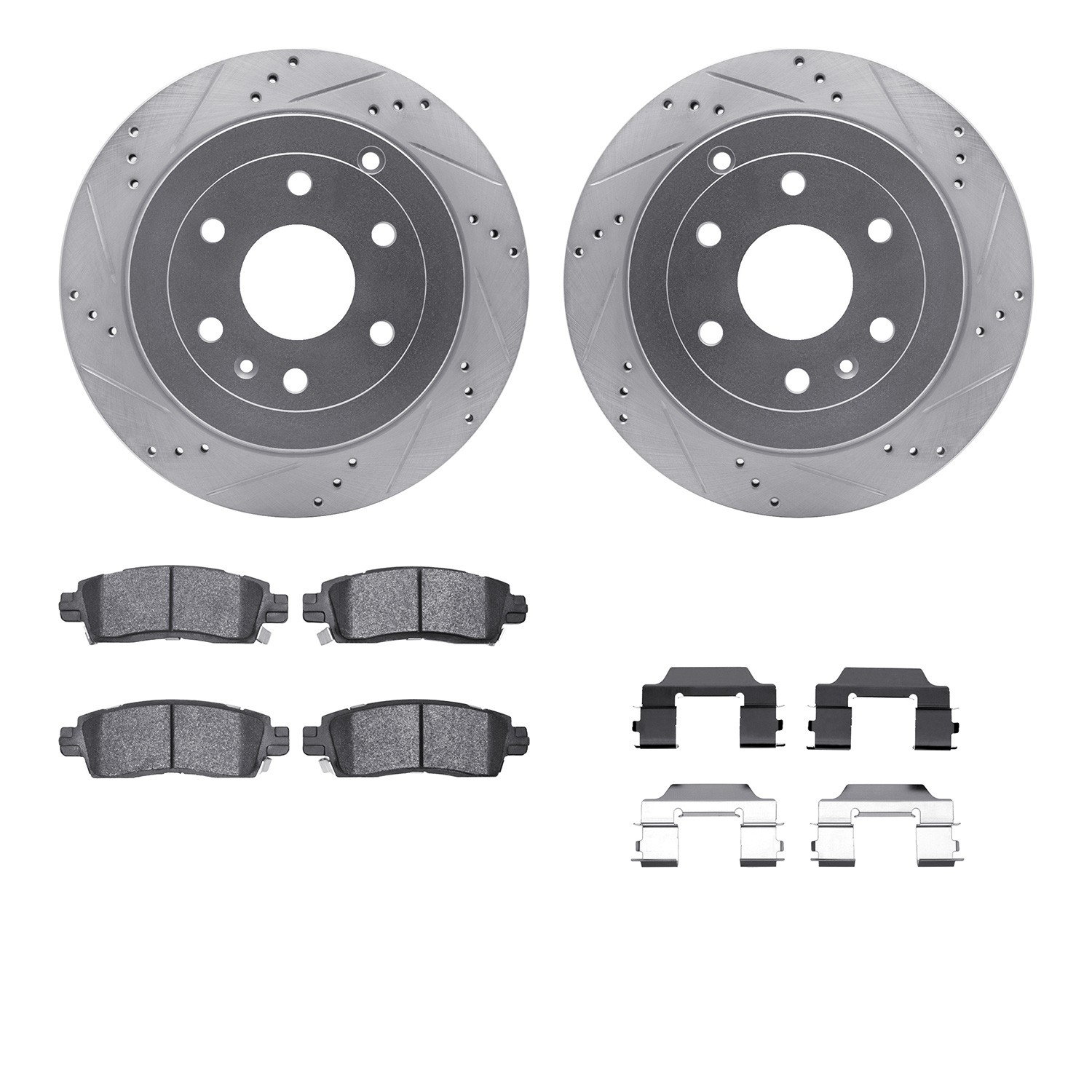 DFC Brake Rotor - Drilled & Slotted - Silver- HD Brake Pad - Hardware