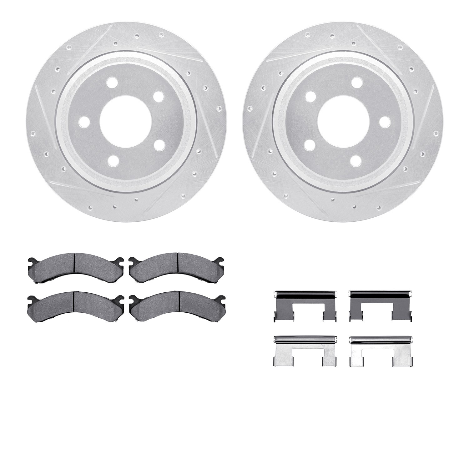 DFC Brake Rotor - Drilled & Slotted - Silver- HD Brake Pad - Hardware