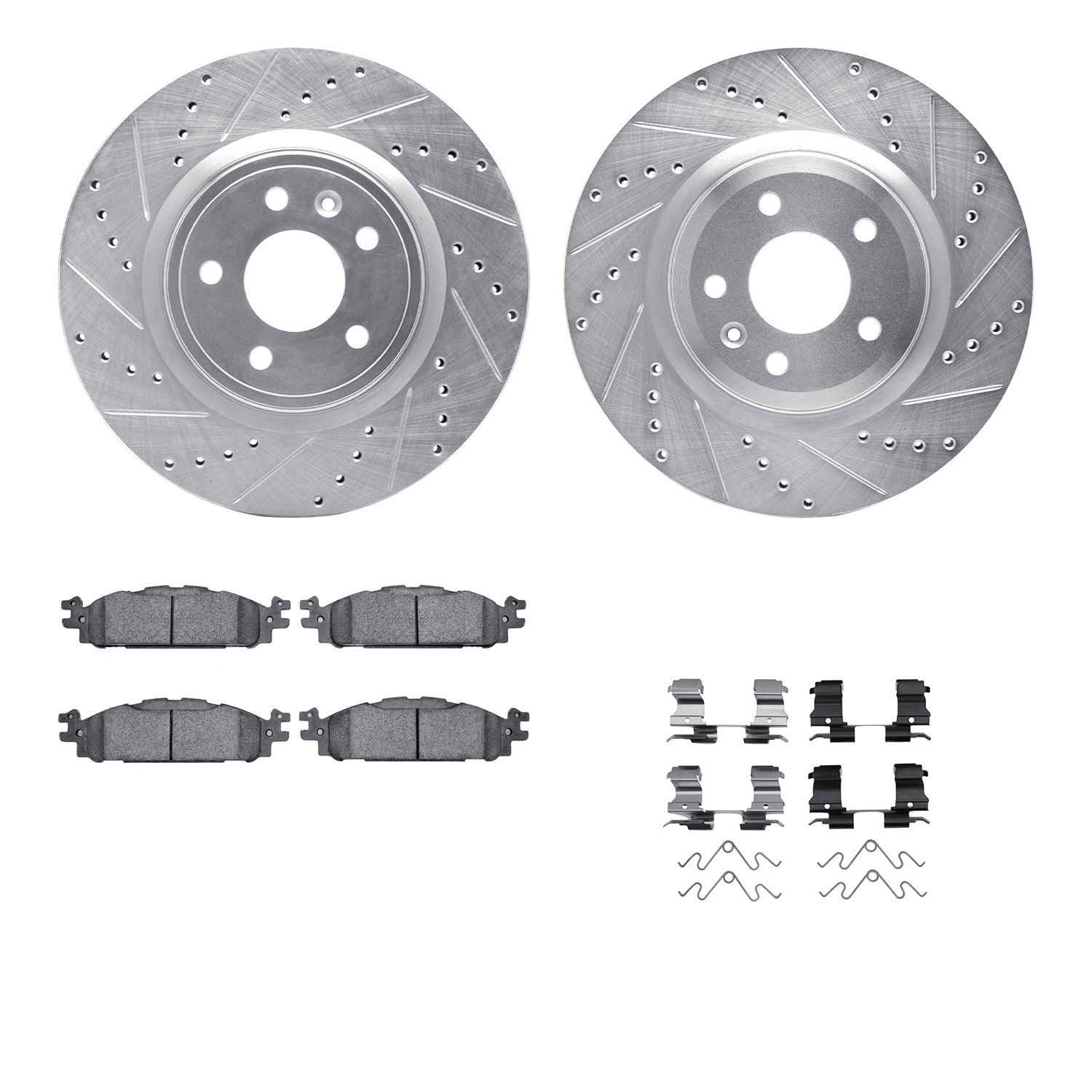 DFC Brake Rotor - Drilled & Slotted - Silver- HD Brake Pad - Hardware