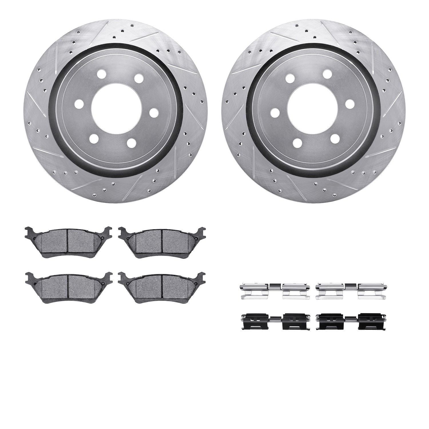 DFC Brake Rotor - Drilled & Slotted - Silver- HD Brake Pad - Hardware