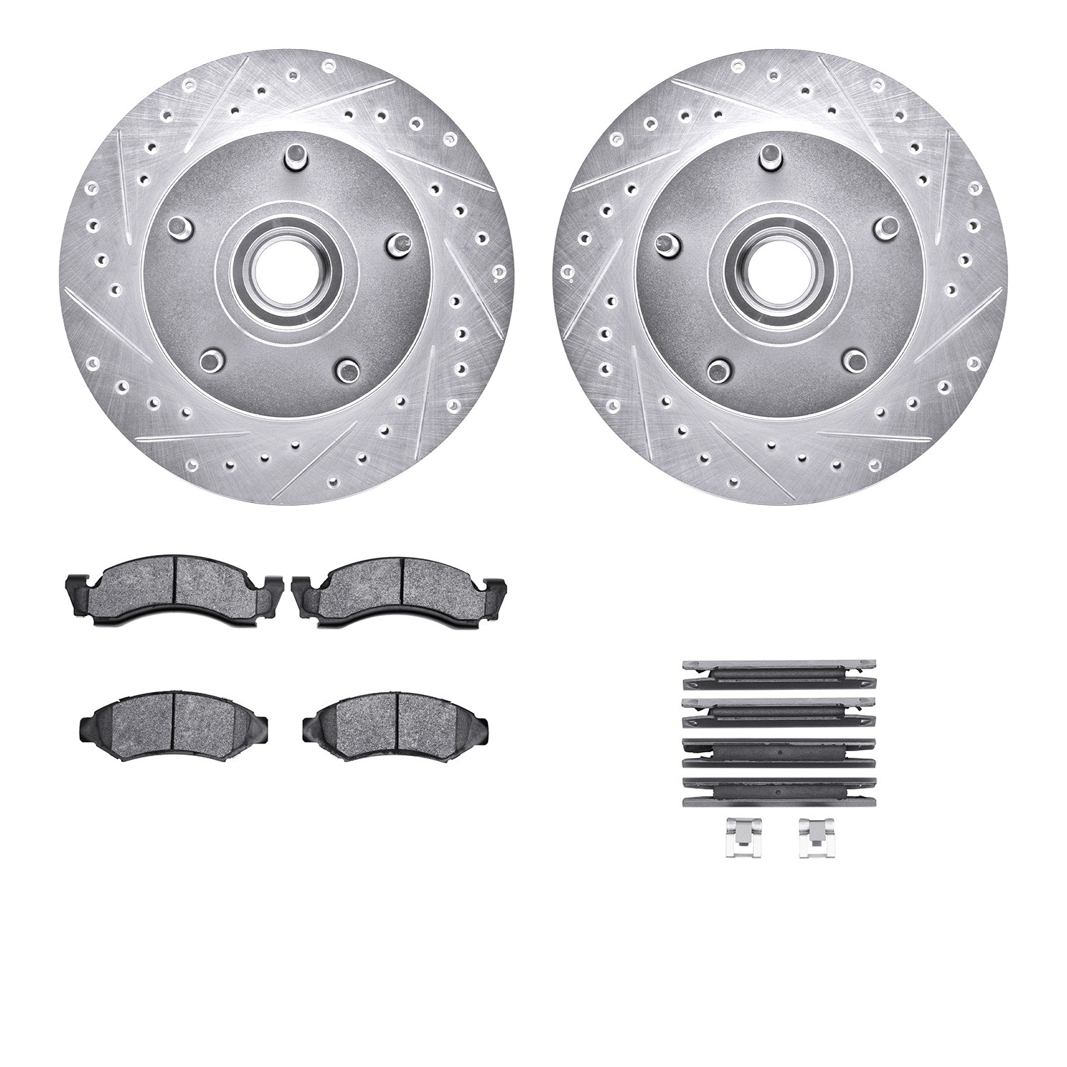 DFC Brake Rotor - Drilled & Slotted - Silver- HD Brake Pad - Hardware