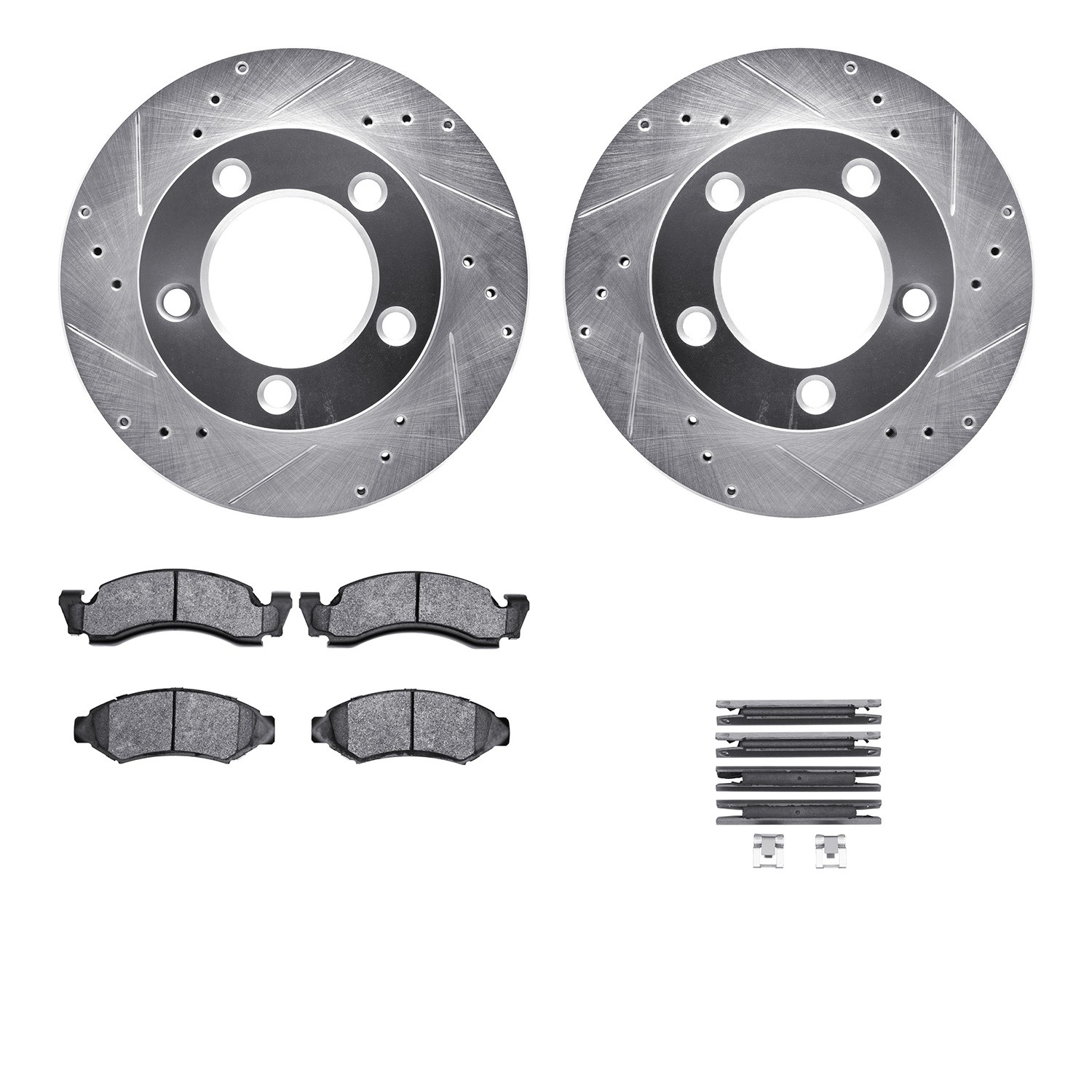 DFC Brake Rotor - Drilled & Slotted - Silver- HD Brake Pad - Hardware