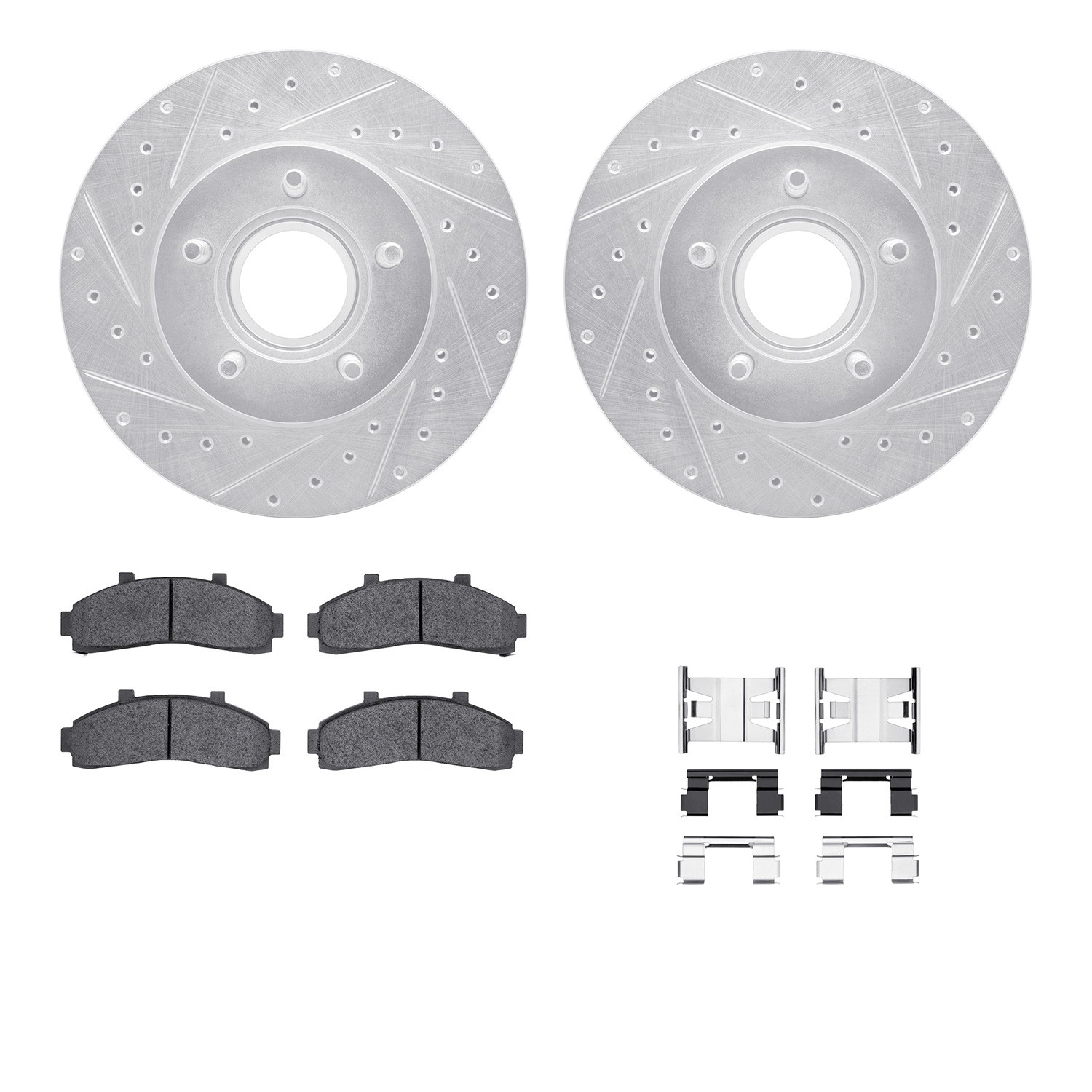 DFC Brake Rotor - Drilled & Slotted - Silver- HD Brake Pad - Hardware