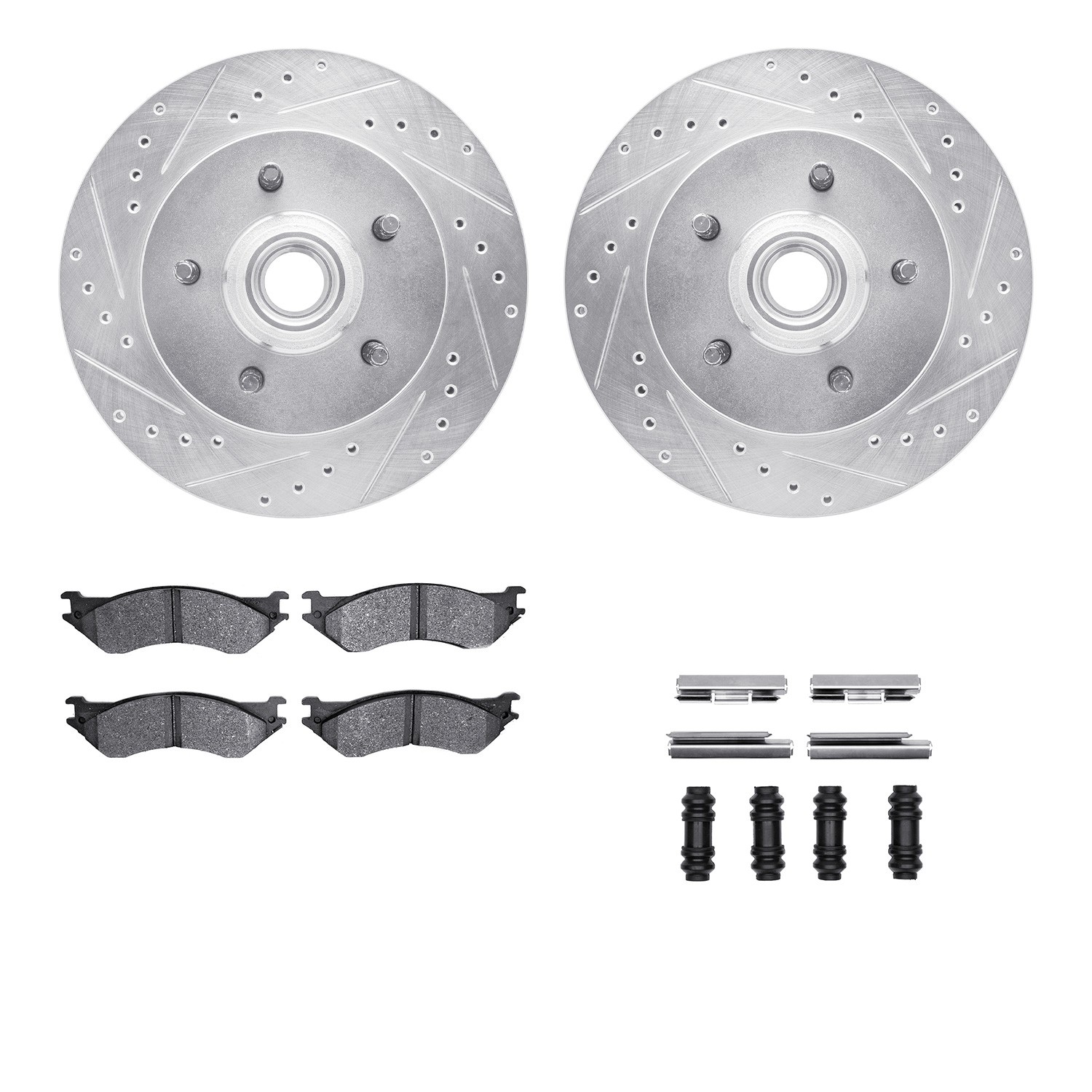 DFC Brake Rotor - Drilled & Slotted - Silver- HD Brake Pad - Hardware