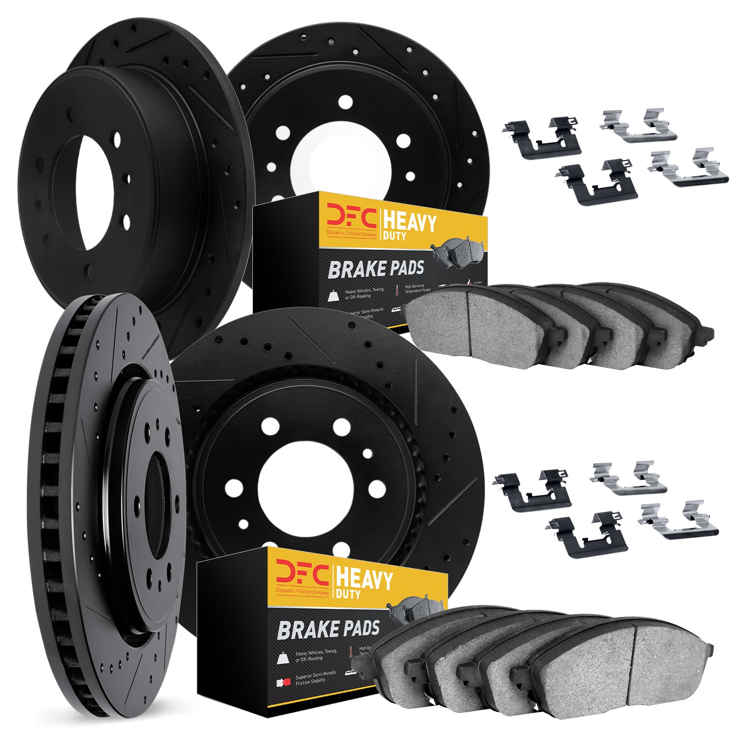 DFC Brake Rotor - Drilled & Slotted - Silver- HD Brake Pad - Hardware