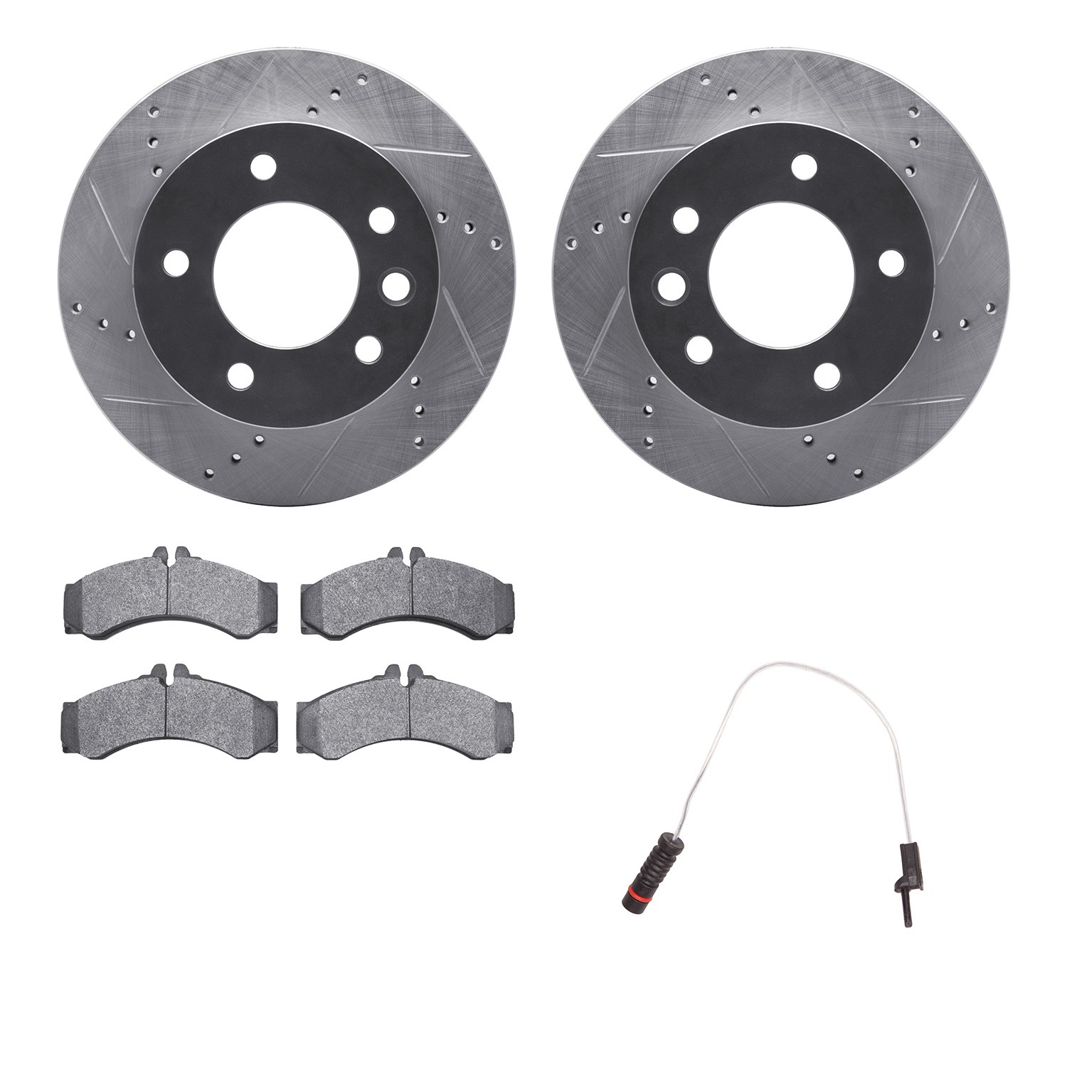 DFC Brake Rotor - Drilled & Slotted - Silver- HD Brake Pad - Sensor