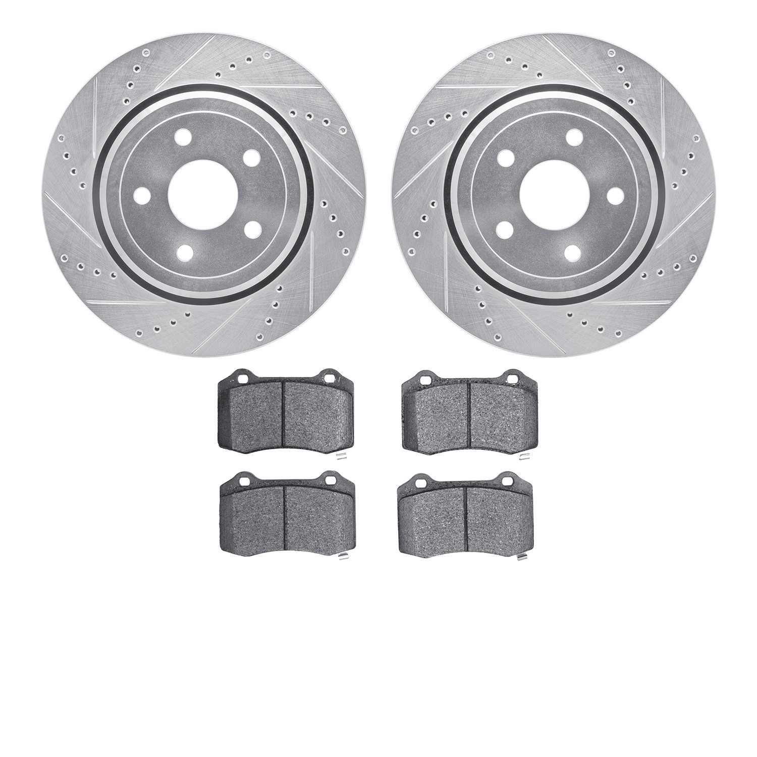 DFC Brake Rotor - Drilled & Slotted - Silver- HD Brake Pad
