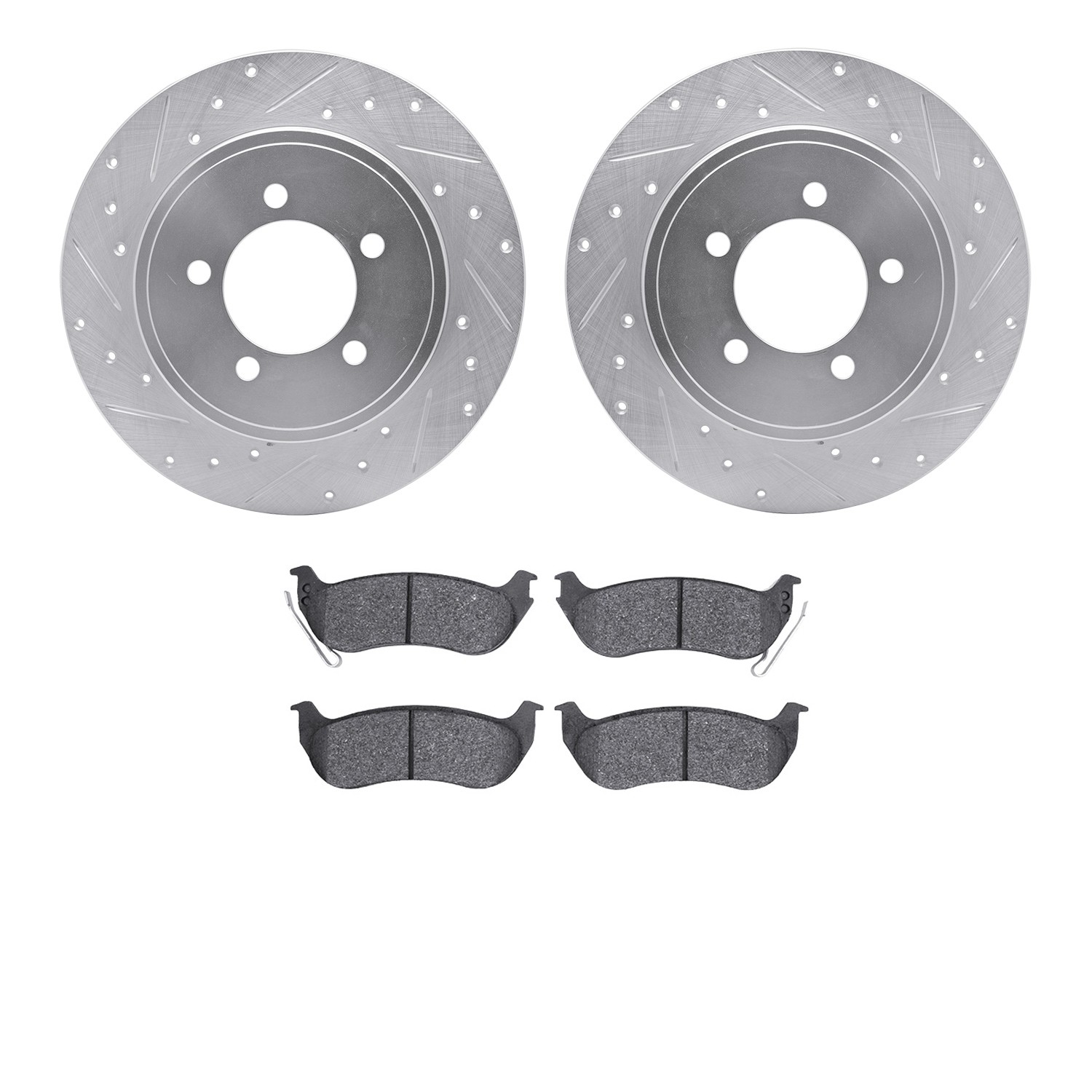 DFC Brake Rotor - Drilled & Slotted - Silver- HD Brake Pad