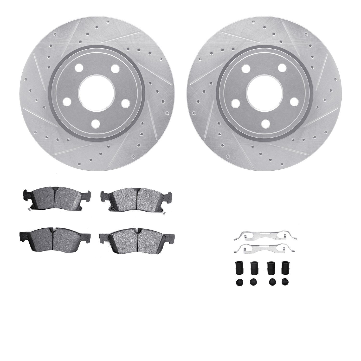 DFC Brake Rotor - Drilled & Slotted - Silver- HD Brake Pad - Hardware