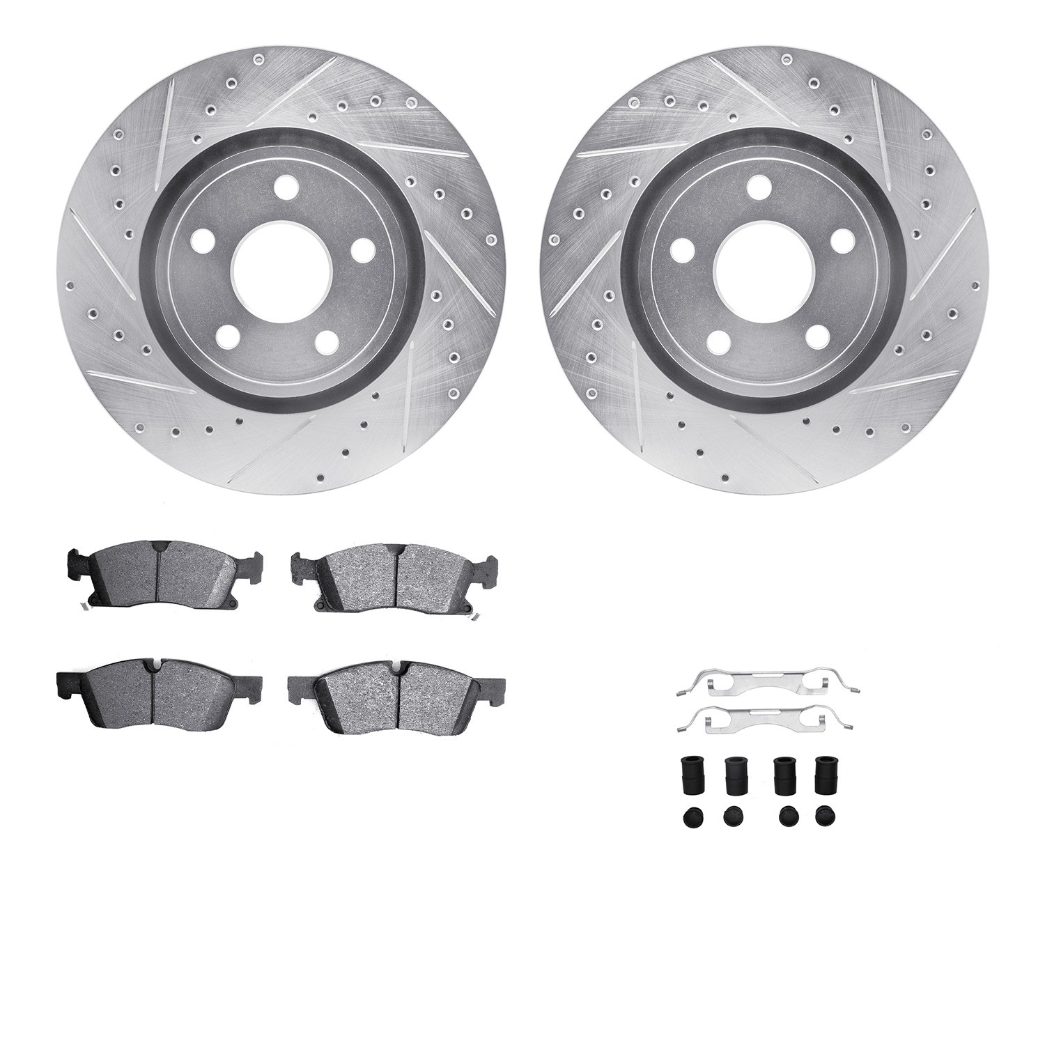 DFC Brake Rotor - Drilled & Slotted - Silver- HD Brake Pad - Hardware