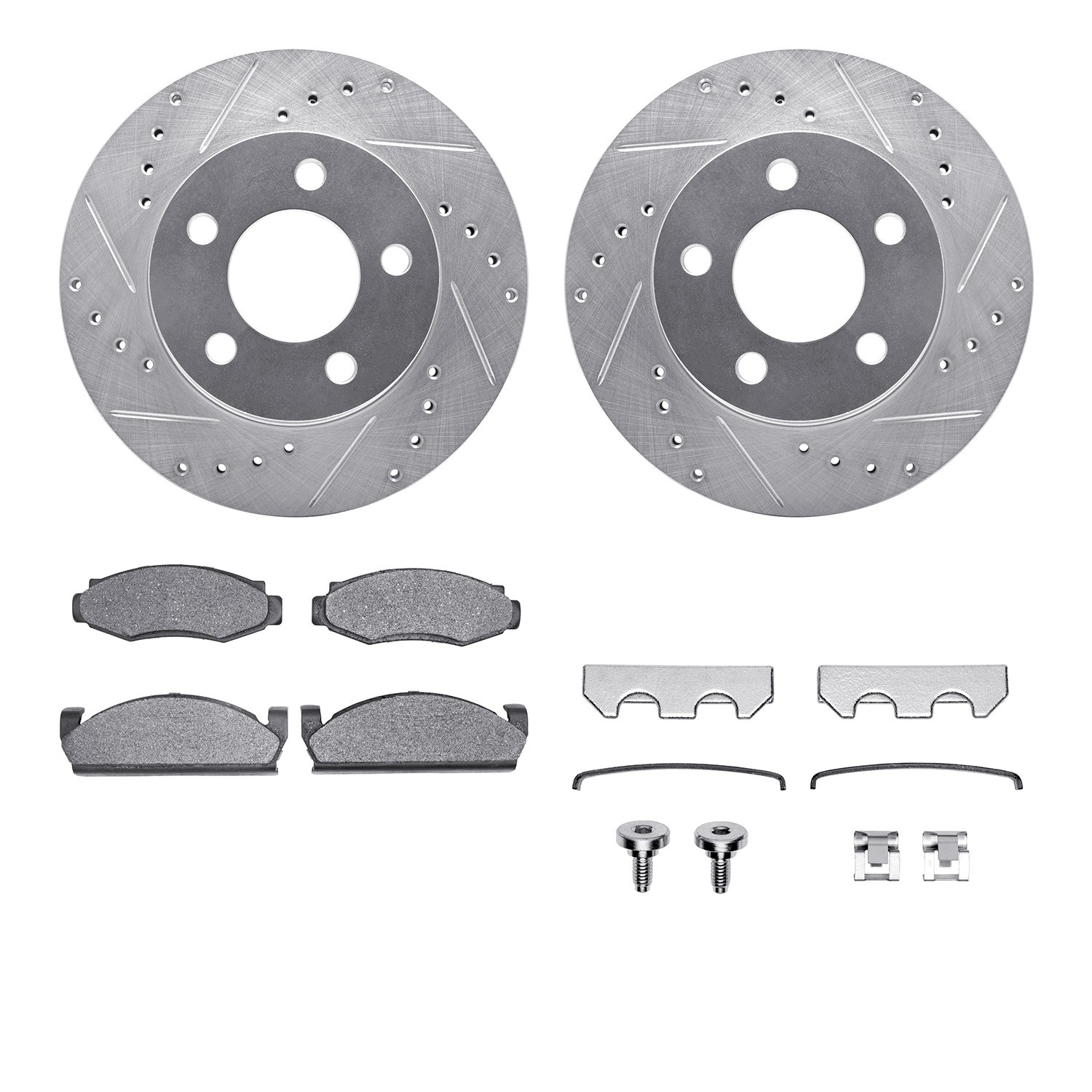 DFC Brake Rotor - Drilled & Slotted - Silver- HD Brake Pad - Hardware