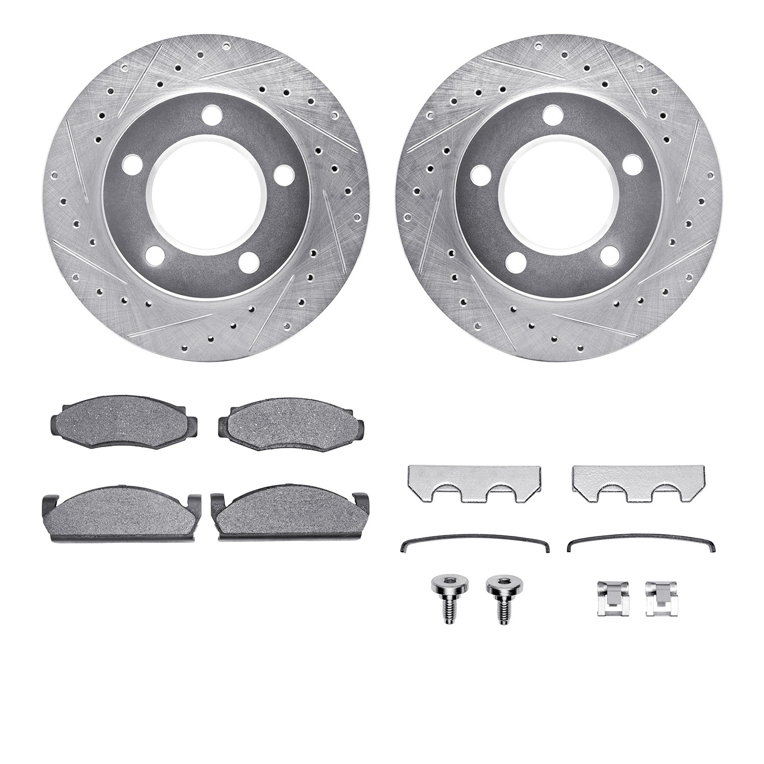 DFC Brake Rotor - Drilled & Slotted - Silver- HD Brake Pad - Hardware