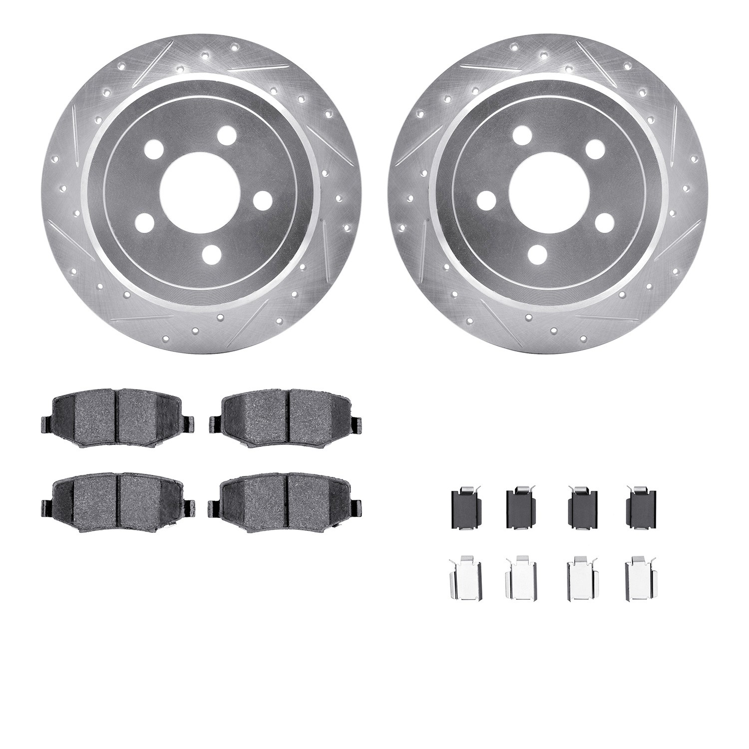 DFC Brake Rotor - Drilled & Slotted - Silver- HD Brake Pad - Hardware