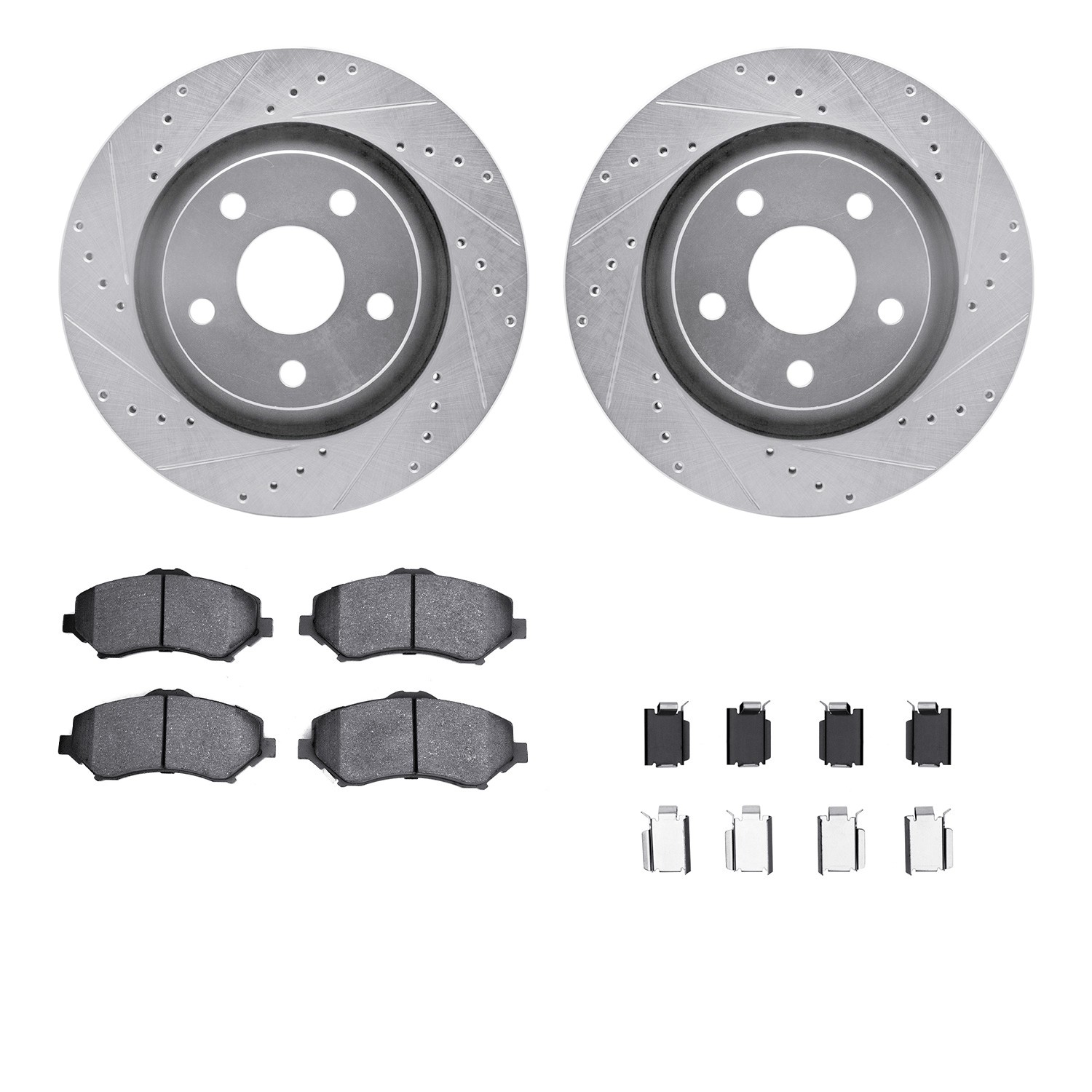 DFC Brake Rotor - Drilled & Slotted - Silver- HD Brake Pad - Hardware