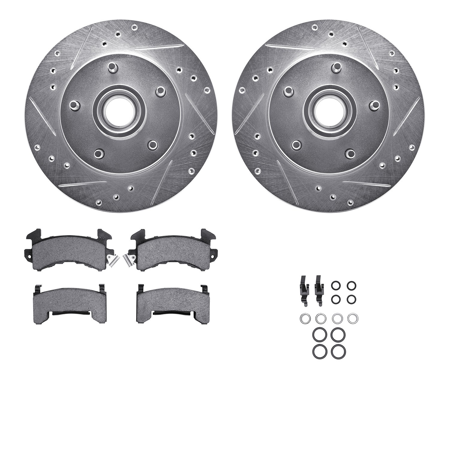 DFC Brake Rotor - Drilled & Slotted - Silver- HD Brake Pad - Hardware