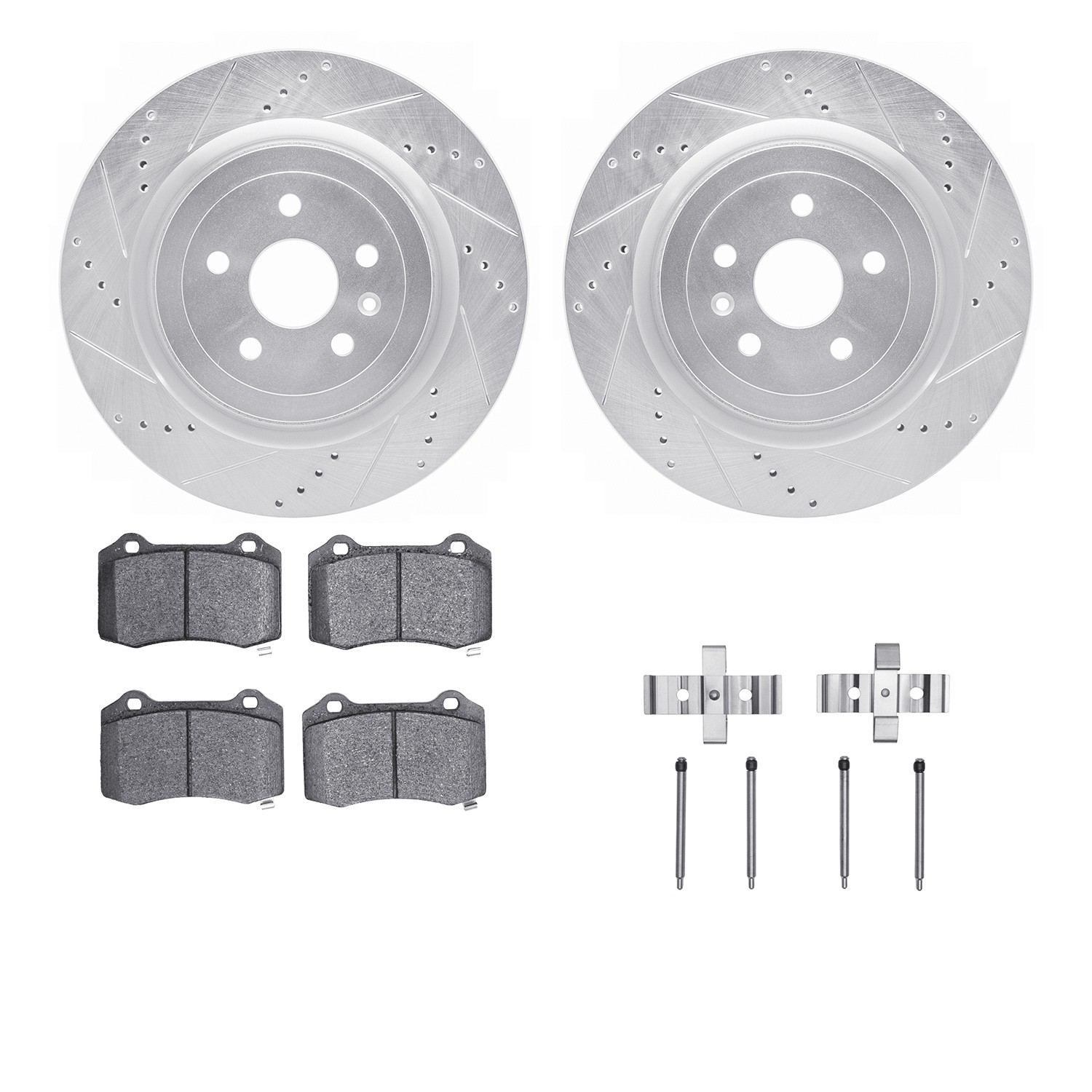 DFC Brake Rotor - Drilled & Slotted - Silver- HD Brake Pad - Hardware