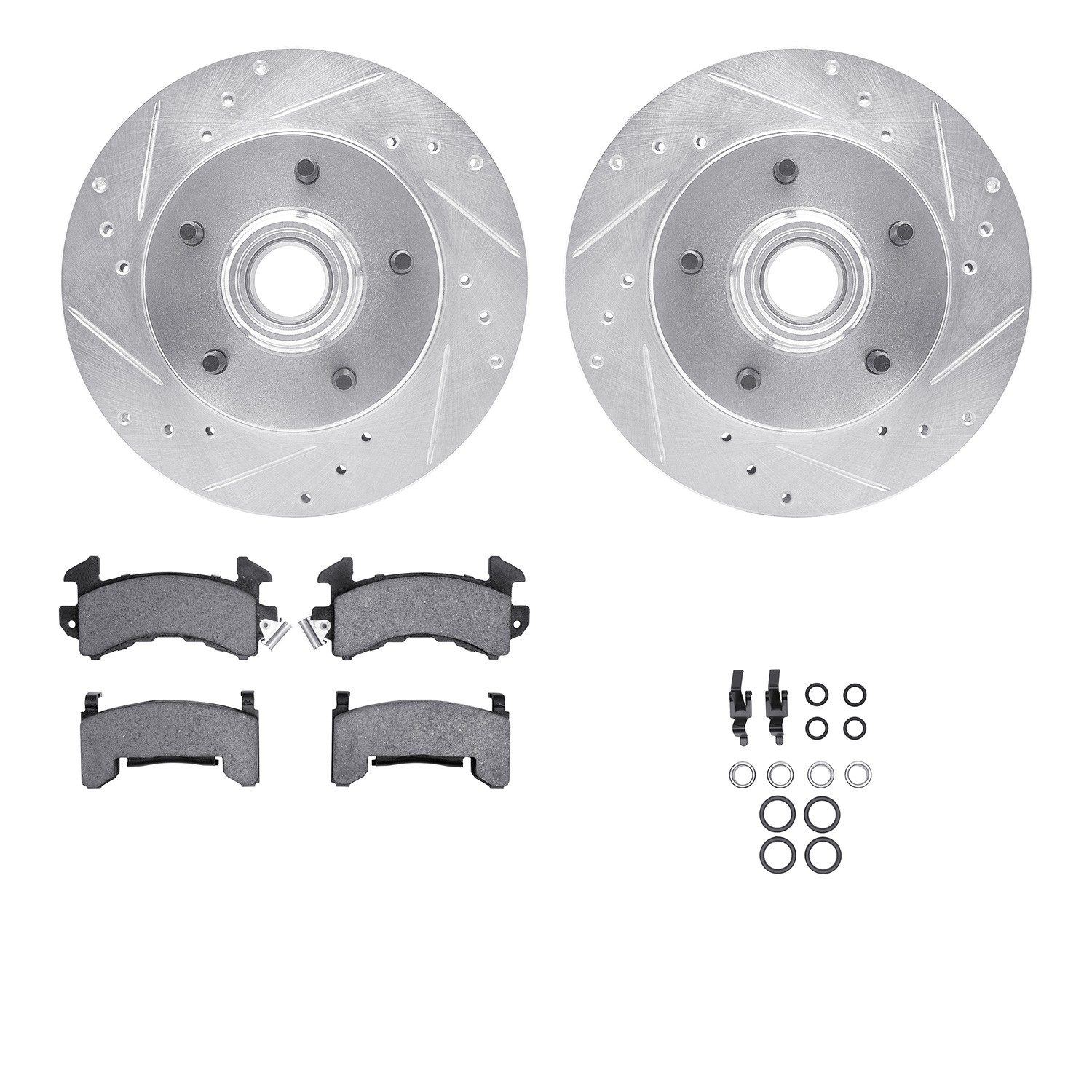 DFC Brake Rotor - Drilled & Slotted - Silver- HD Brake Pad - Hardware