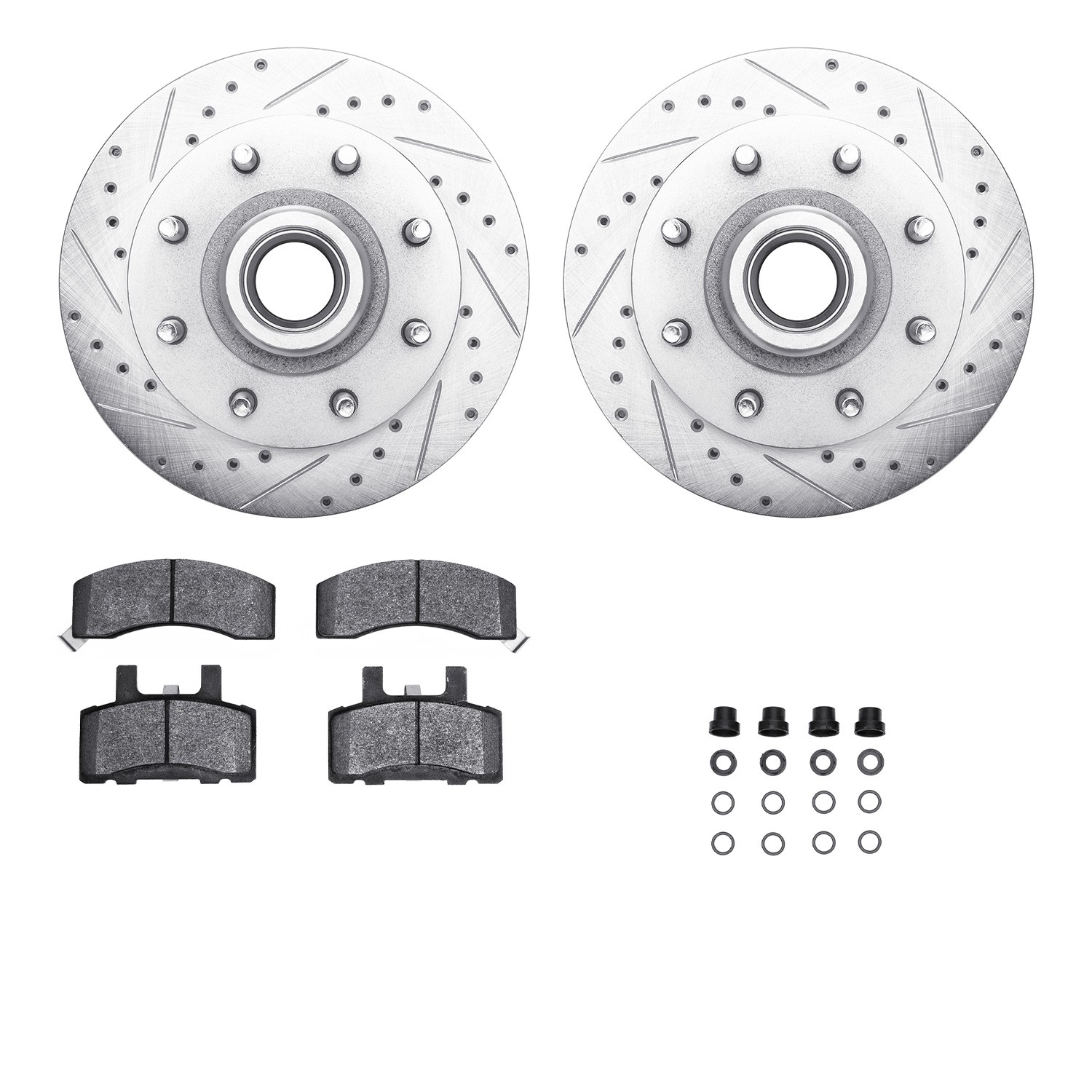 DFC Brake Rotor - Drilled & Slotted - Silver- HD Brake Pad - Hardware