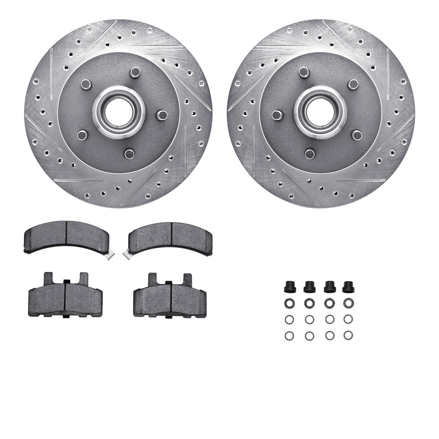 DFC Brake Rotor - Drilled & Slotted - Silver- HD Brake Pad - Hardware
