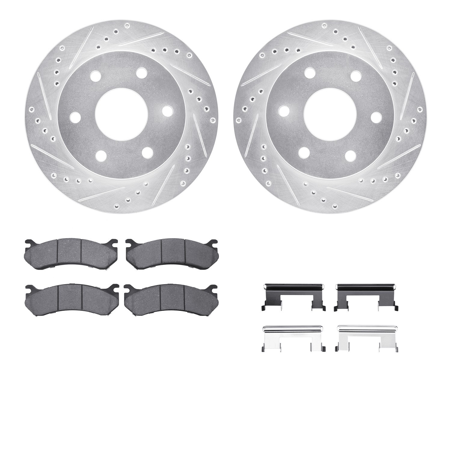DFC Brake Rotor - Drilled & Slotted - Silver- HD Brake Pad - Hardware