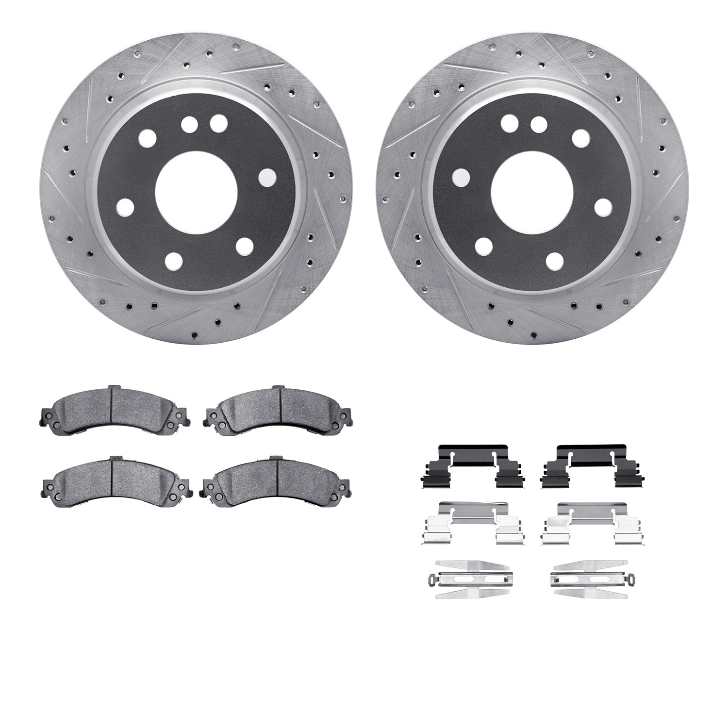DFC Brake Rotor - Drilled & Slotted - Silver- HD Brake Pad - Hardware