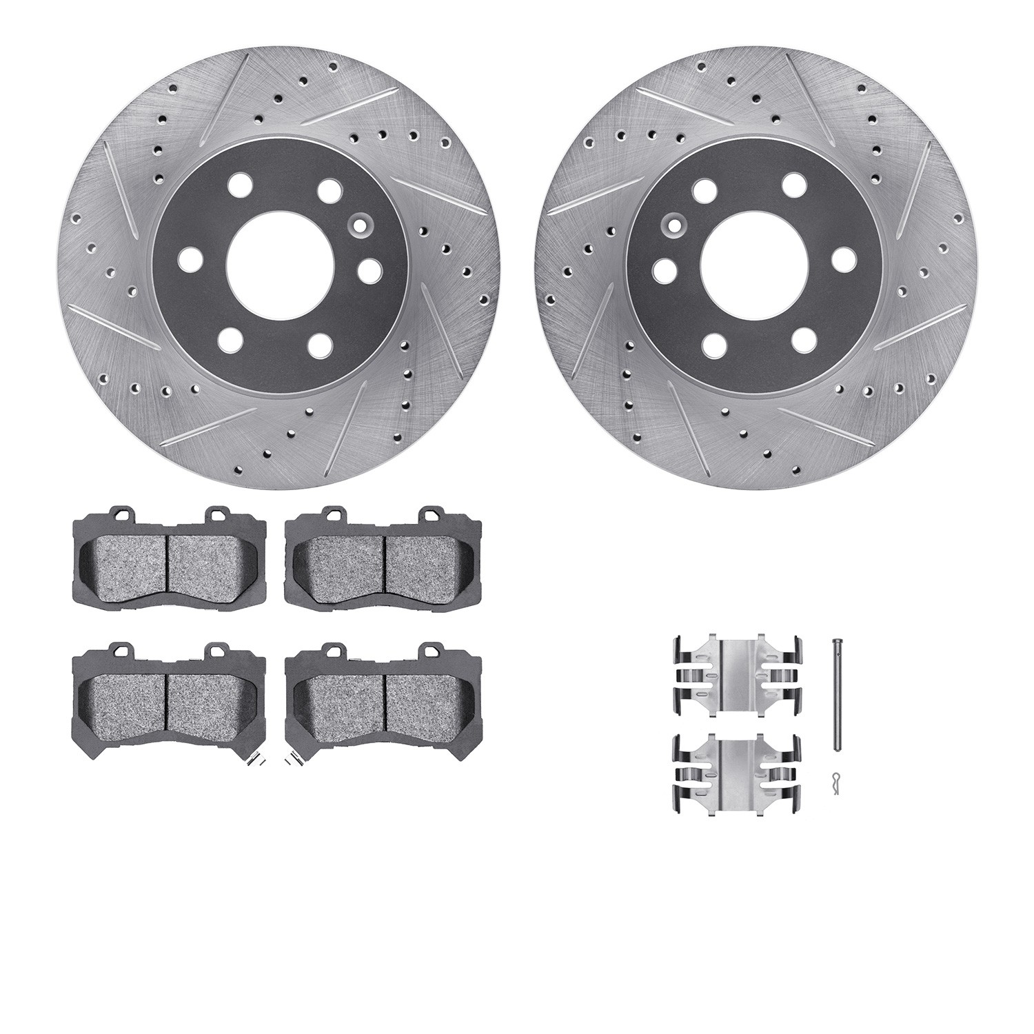 DFC Brake Rotor - Drilled & Slotted - Silver- HD Brake Pad - Hardware