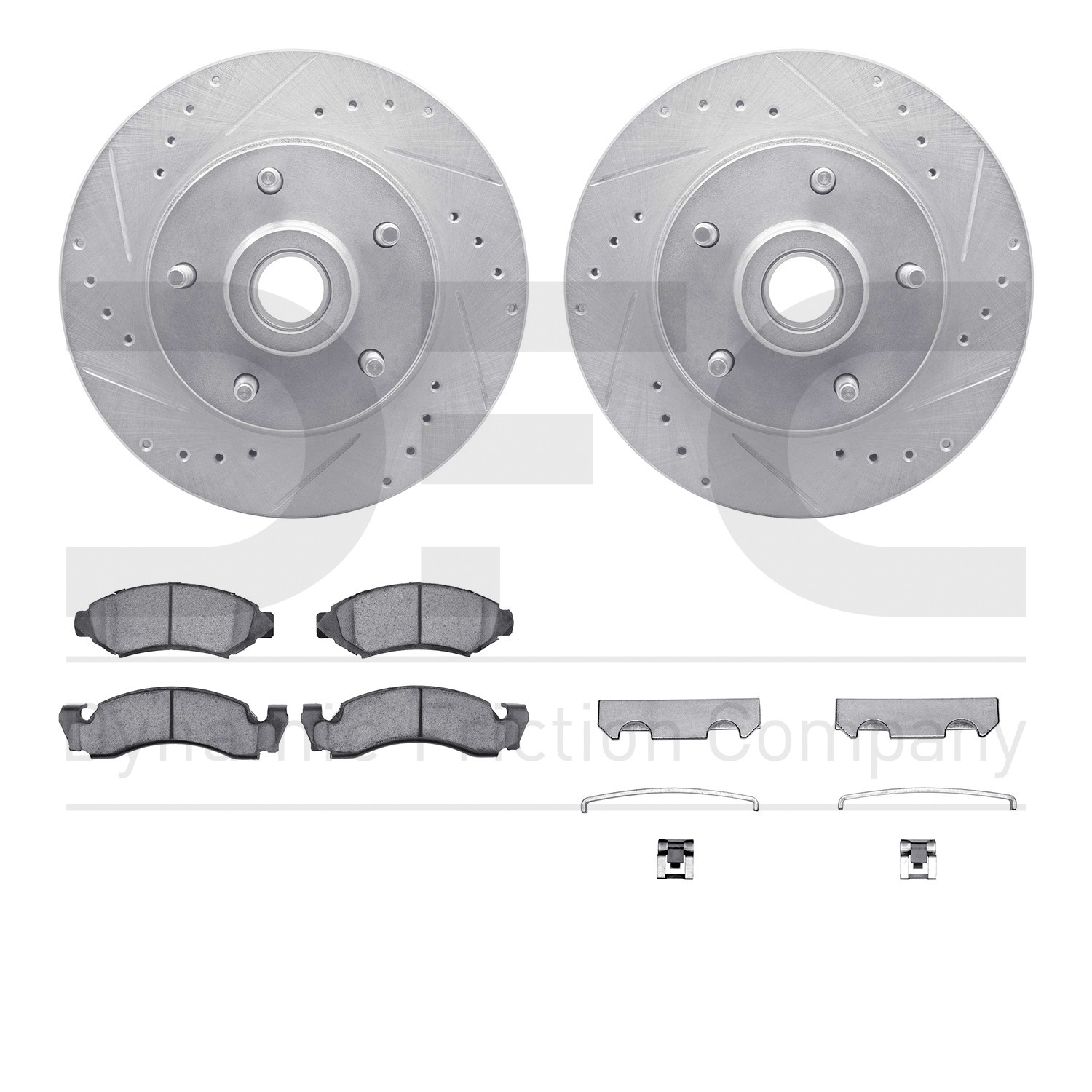 DFC Brake Rotor - Drilled & Slotted - Silver- HD Brake Pad - Hardware