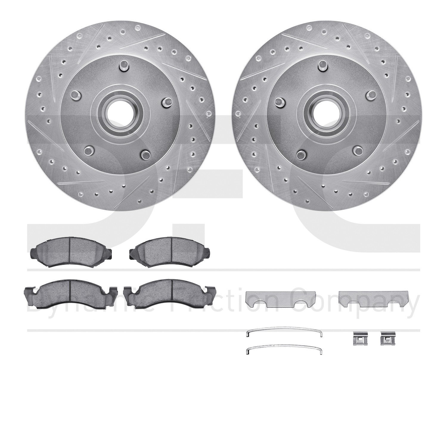 DFC Brake Rotor - Drilled & Slotted - Silver- HD Brake Pad - Hardware