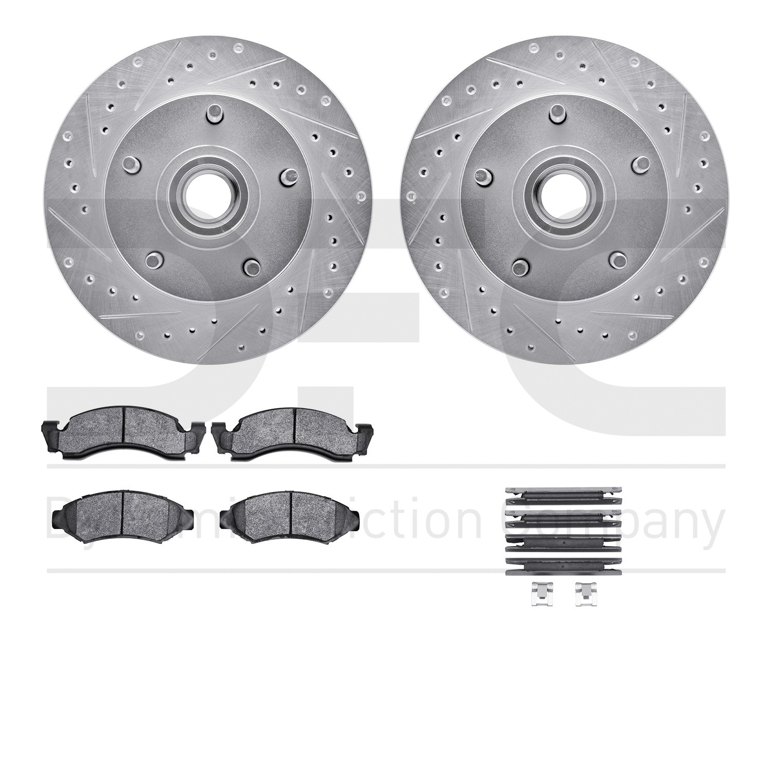 DFC Brake Rotor - Drilled & Slotted - Silver- HD Brake Pad - Hardware