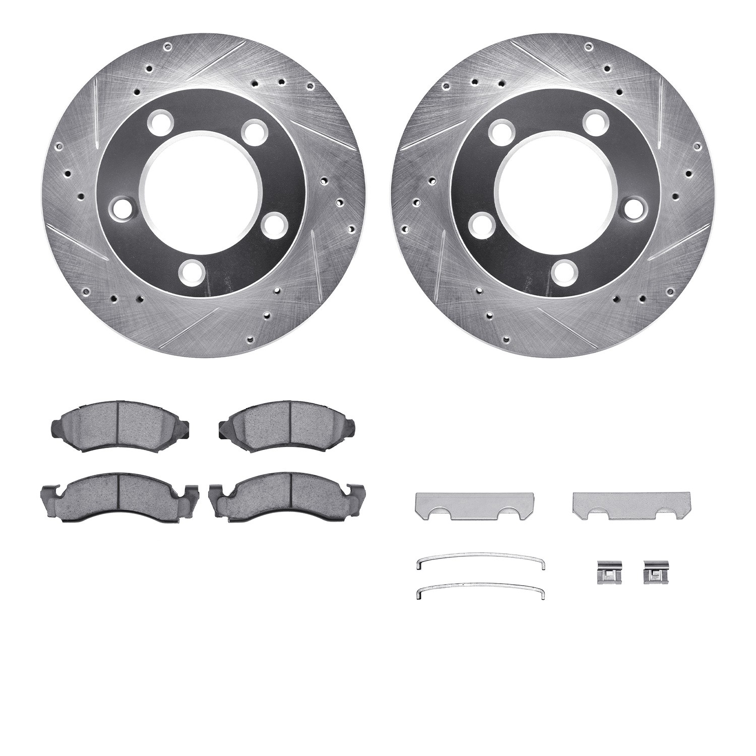 DFC Brake Rotor - Drilled & Slotted - Silver- HD Brake Pad - Hardware