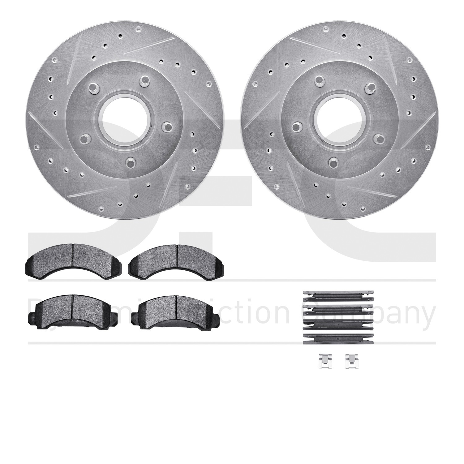 DFC Brake Rotor - Drilled & Slotted - Silver- HD Brake Pad - Hardware
