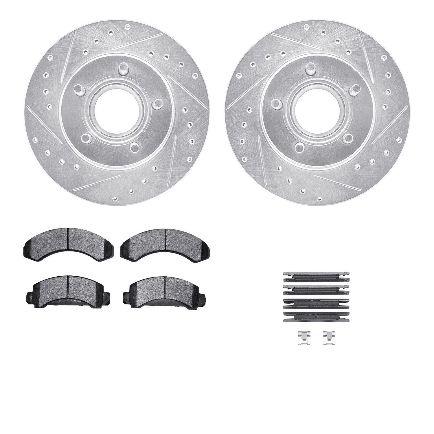 DFC Brake Rotor - Drilled & Slotted - Silver- HD Brake Pad - Hardware