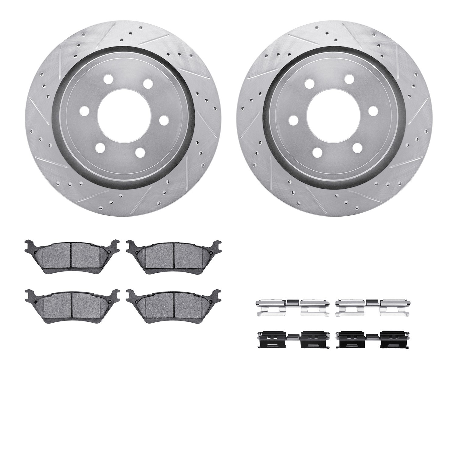 DFC Brake Rotor - Drilled & Slotted - Silver- HD Brake Pad - Hardware