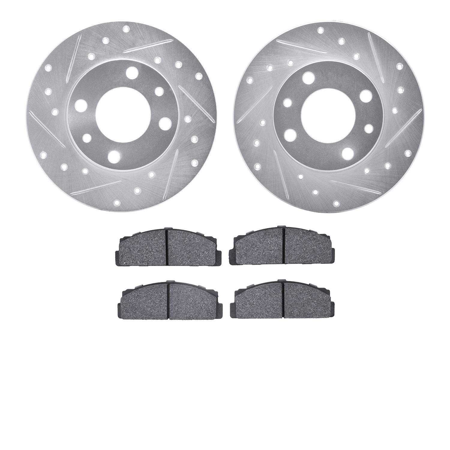 DFC Brake Rotor - Drilled & Slotted - Silver w/5000 Advanced Brake Pads