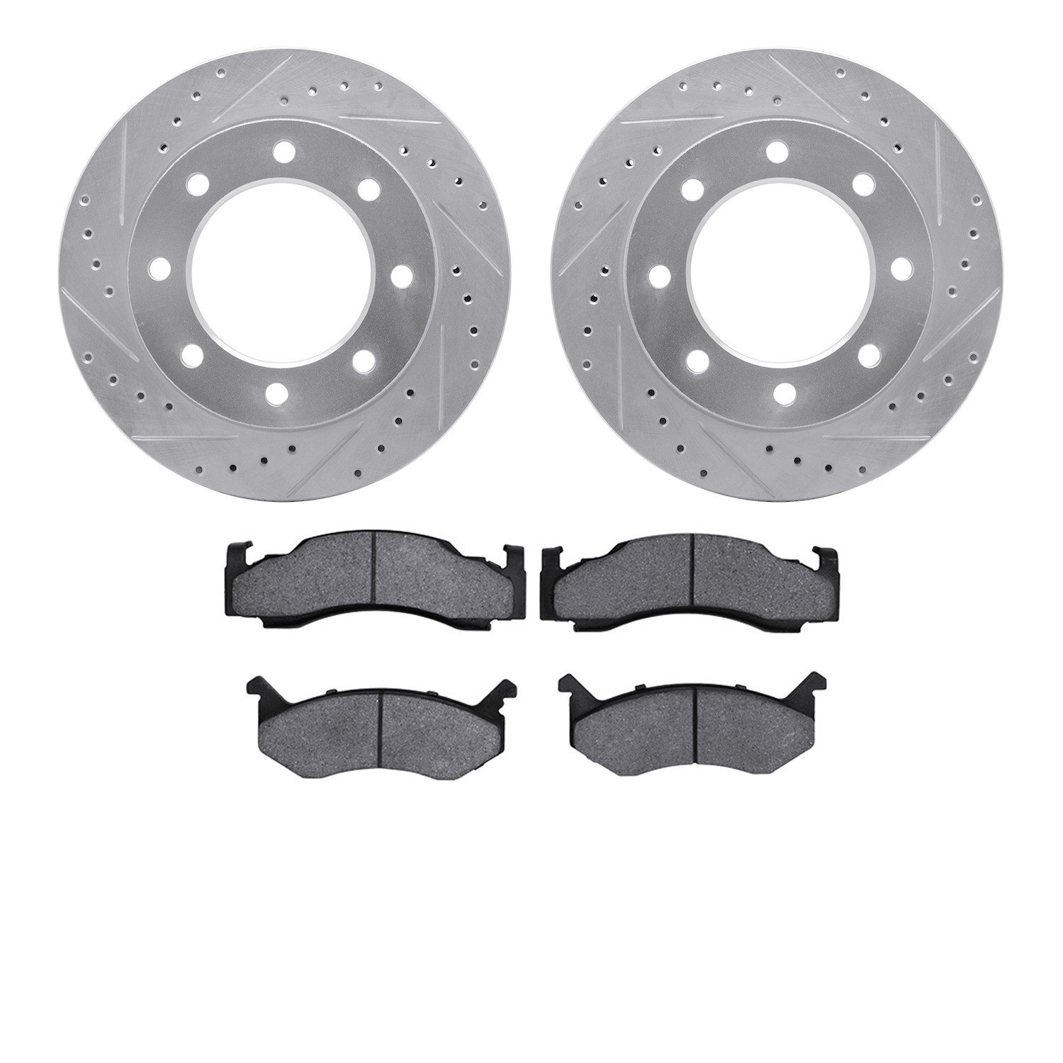 DFC Brake Rotor - Drilled & Slotted - Silver w/5000 Advanced Brake Pads