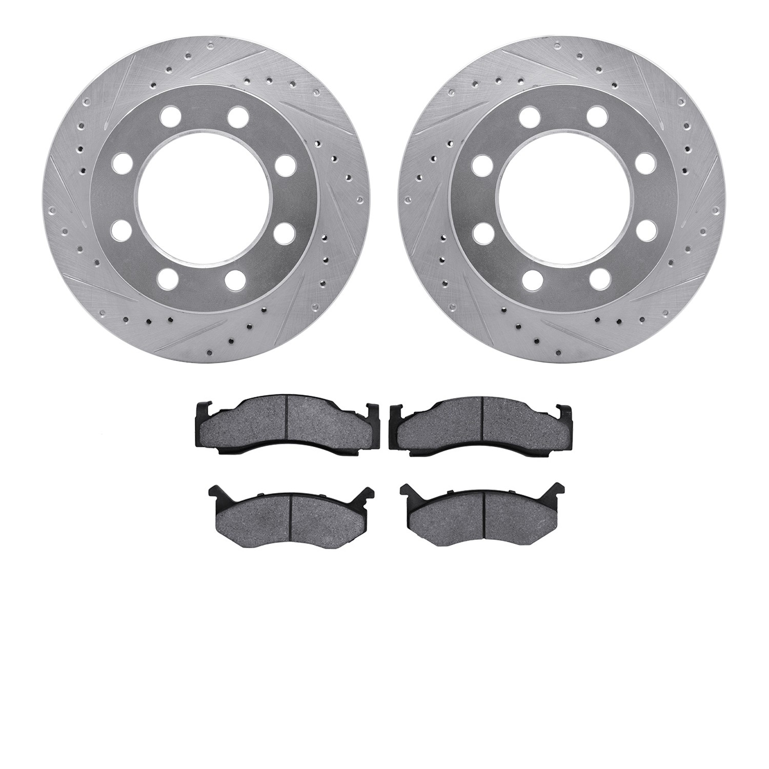 DFC Brake Rotor - Drilled & Slotted - Silver w/5000 Advanced Brake Pads