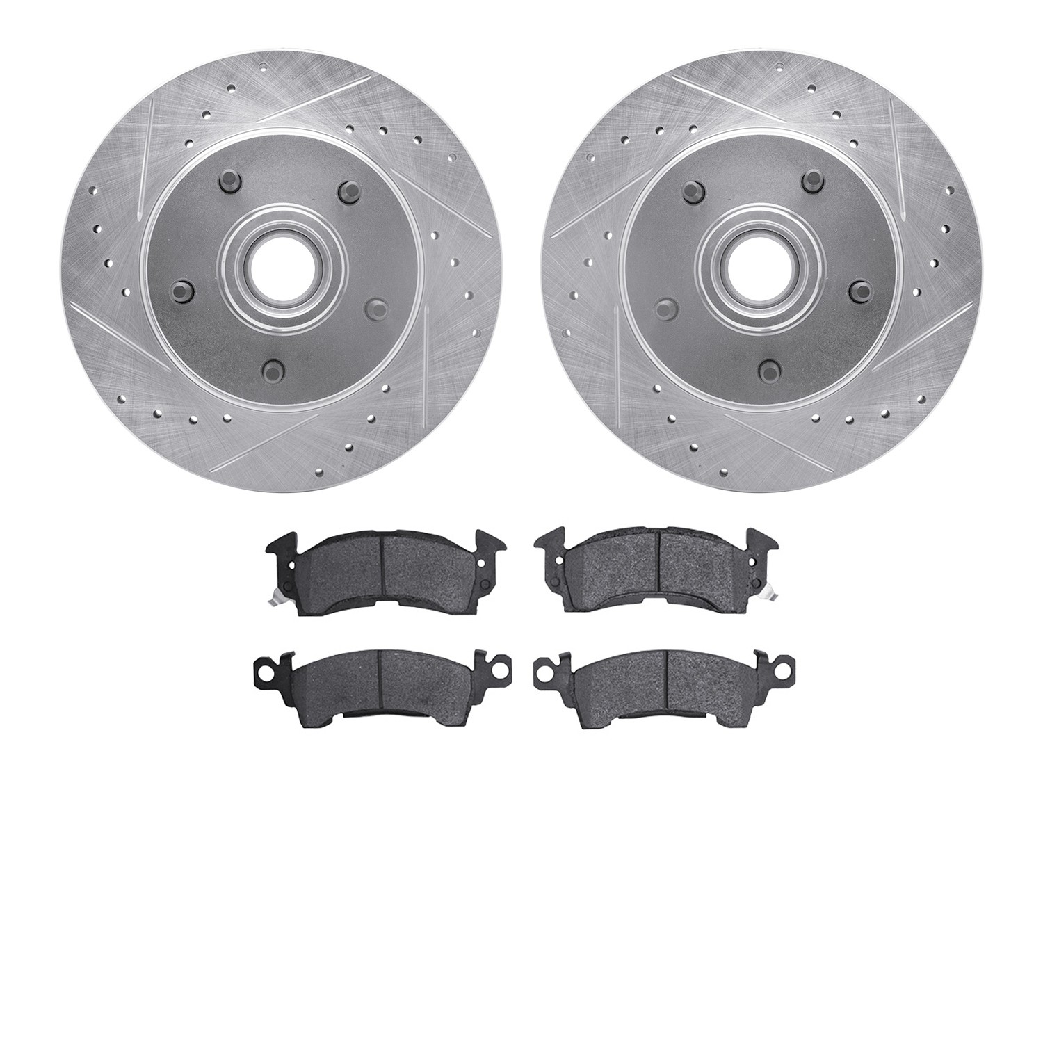 DFC Brake Rotor - Drilled & Slotted - Silver w/5000 Advanced Brake Pads