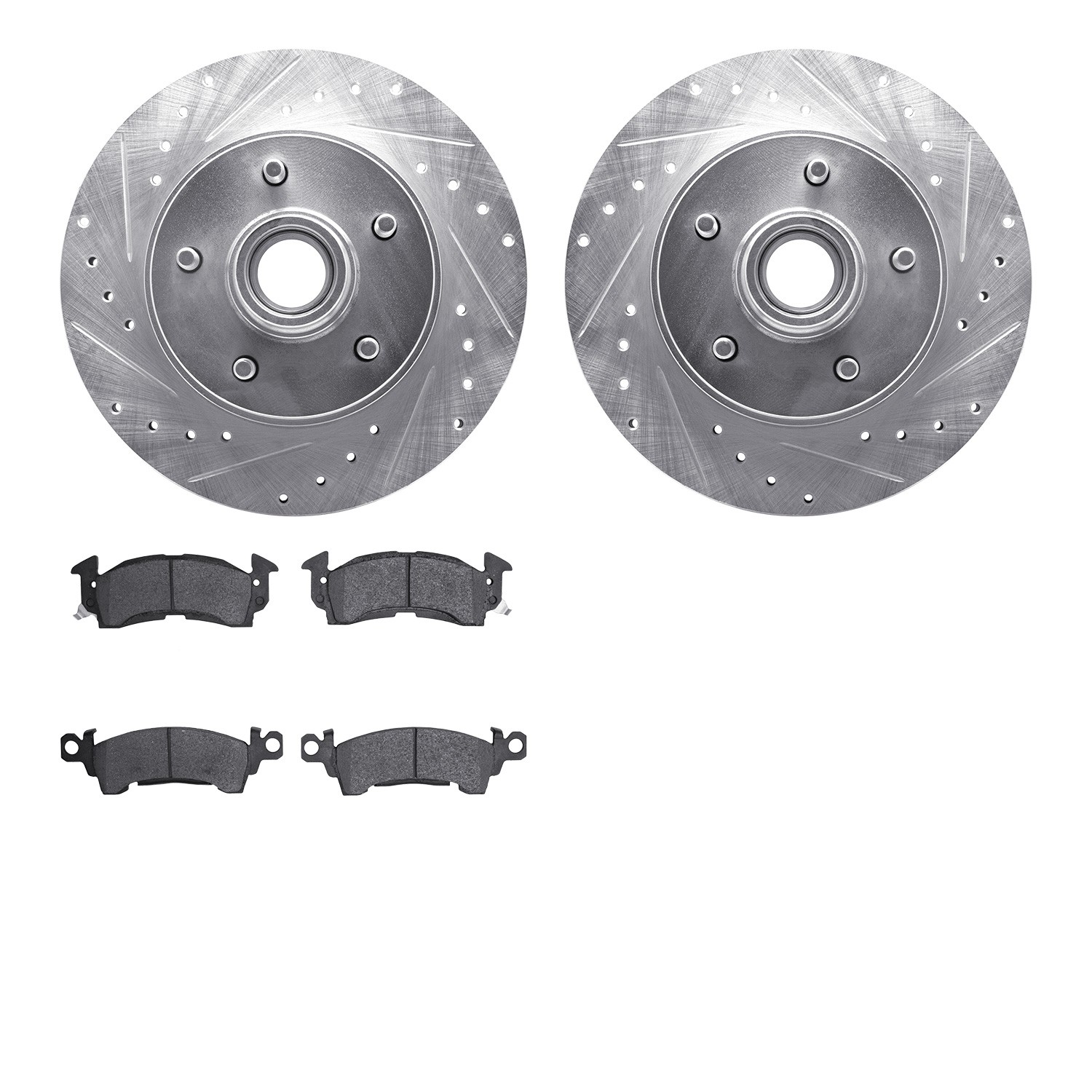 DFC Brake Rotor - Drilled & Slotted - Silver w/5000 Advanced Brake Pads