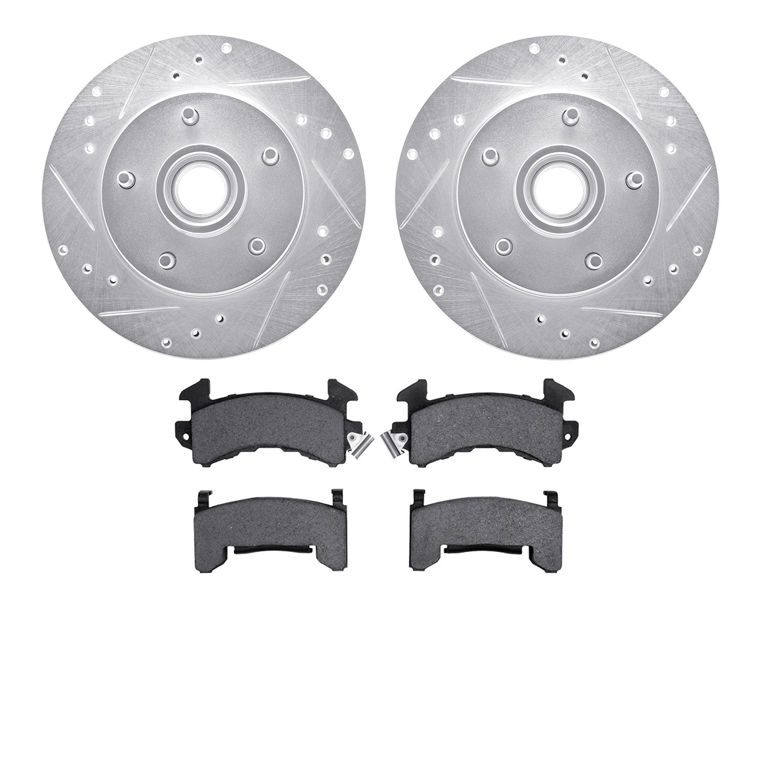 DFC Brake Rotor - Drilled & Slotted - Silver w/5000 Advanced Brake Pads