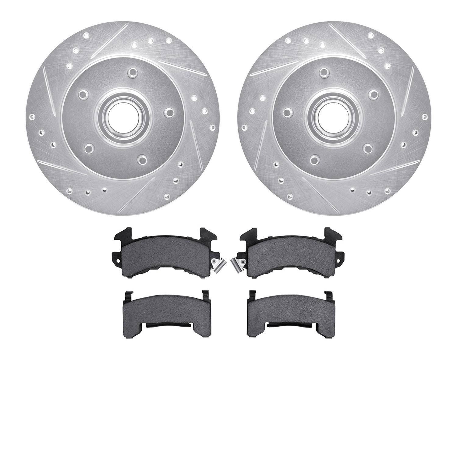 DFC Brake Rotor - Drilled & Slotted - Silver w/5000 Advanced Brake Pads